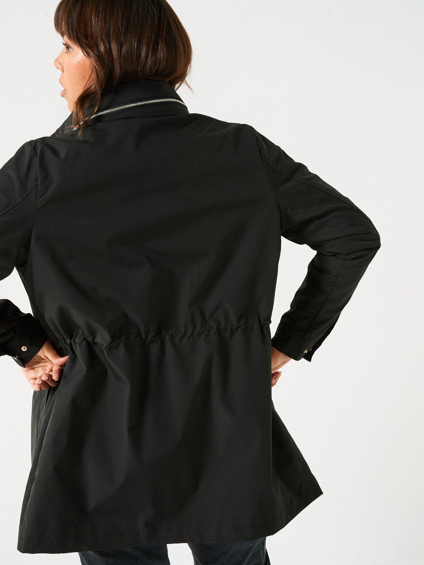 Image 6 of 6 of V by Very Curve Water Resistant Hooded Rain Coat - Black