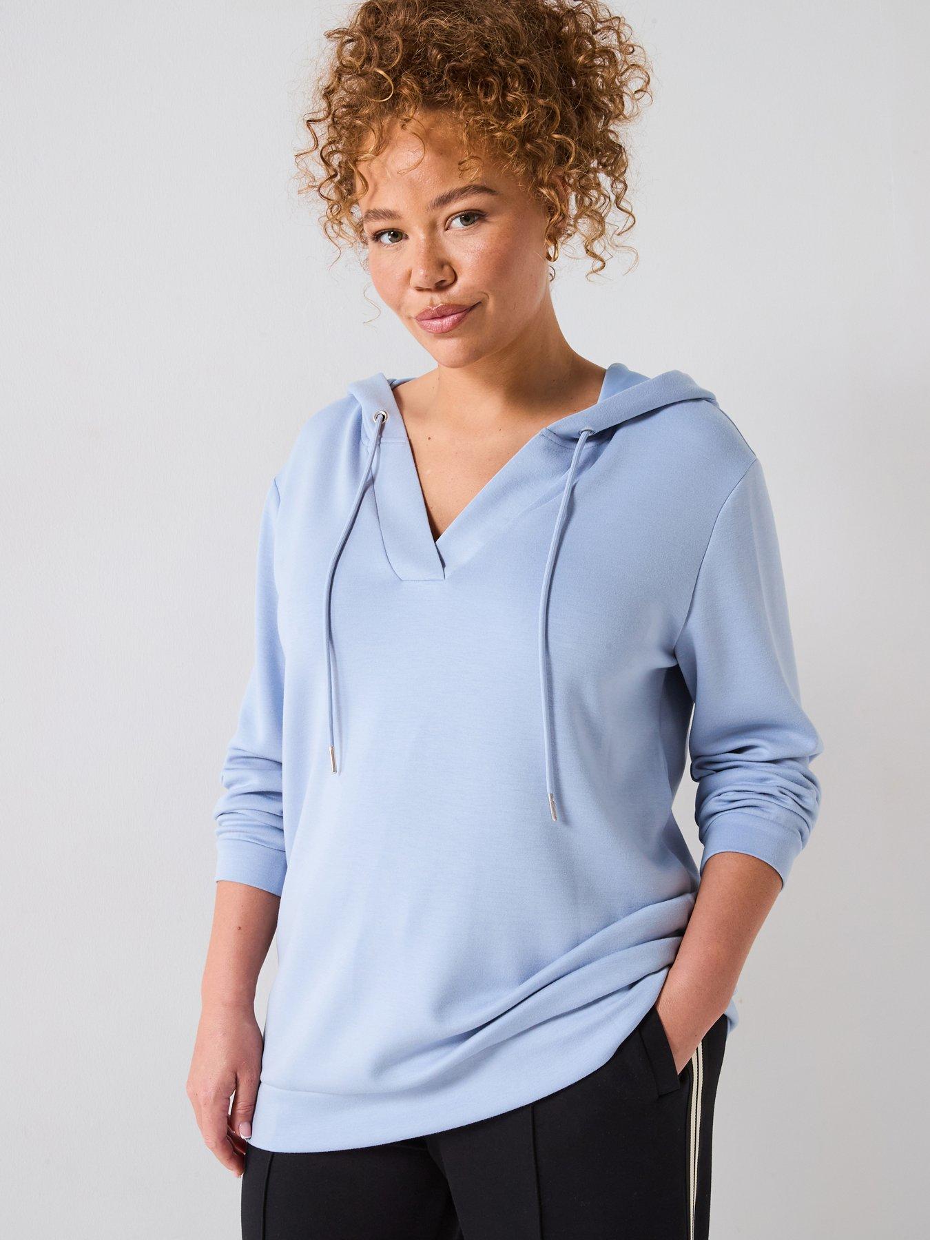 undefined Soft Touch Neck Hoodie - Blue
