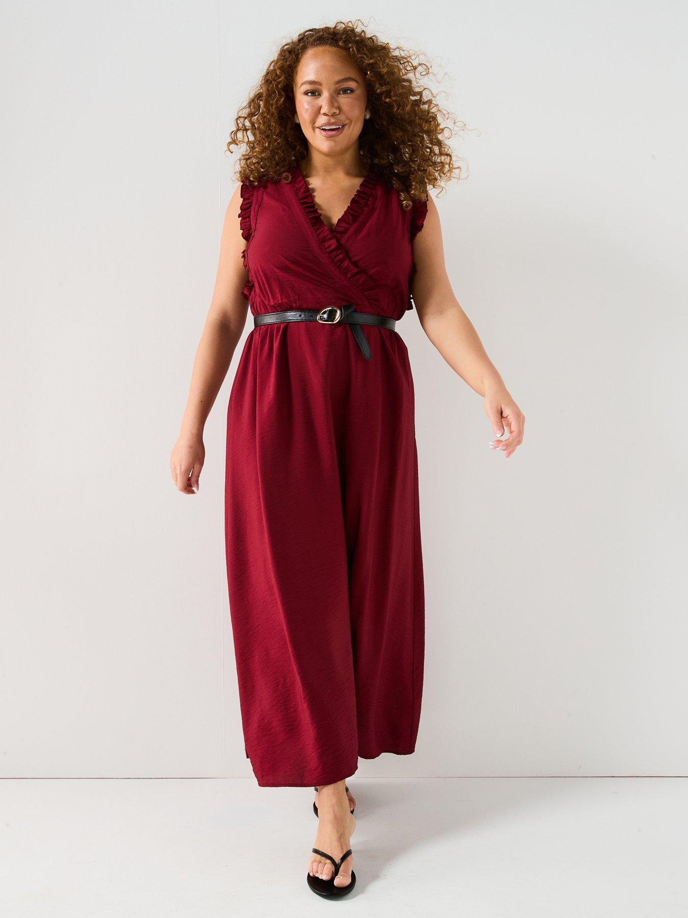 undefined Frill Detail Belted Maxi Dress