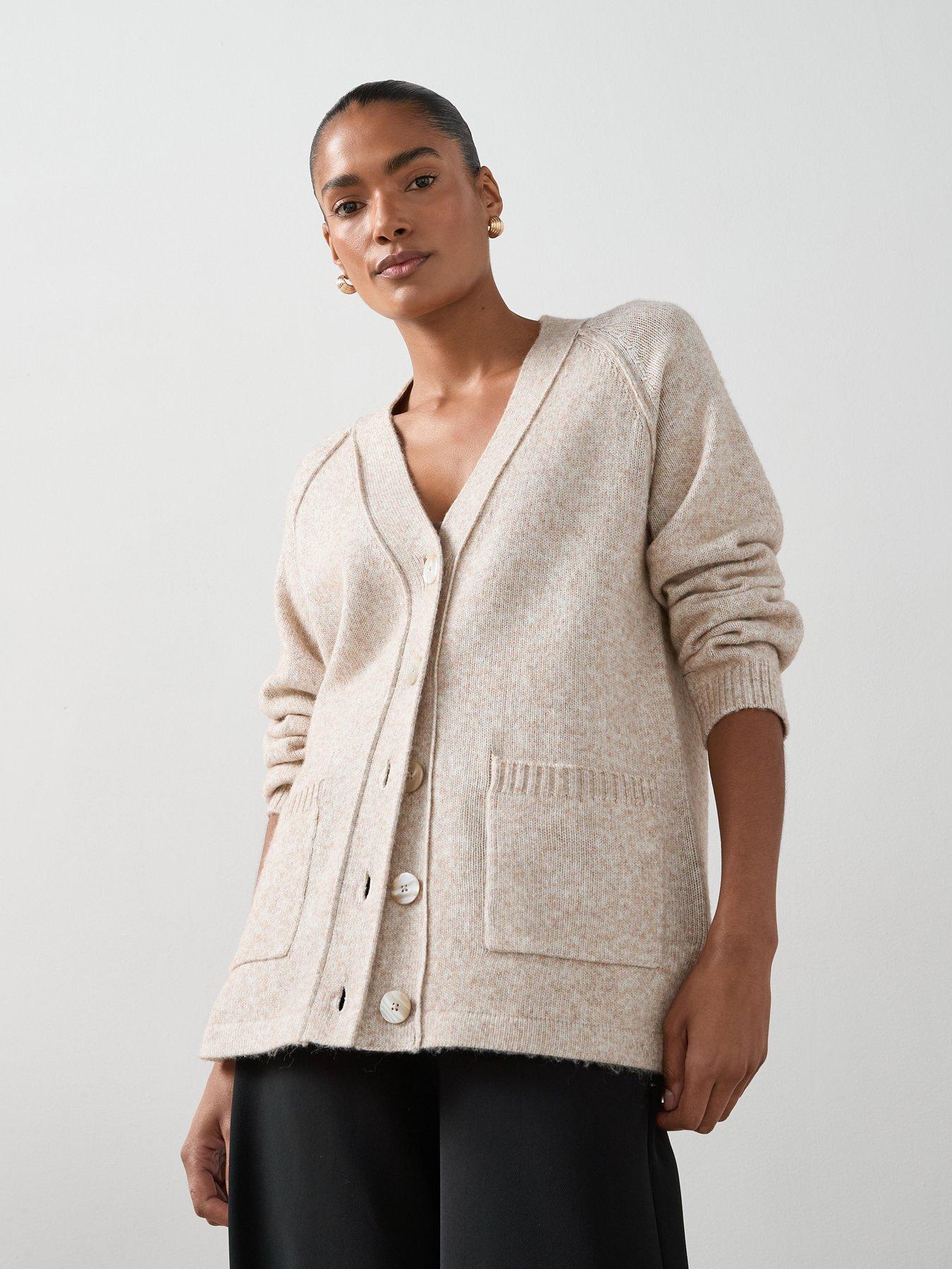 The Very Collection Timeless Yarn Relaxed Seam Detail Cardigan - Beige