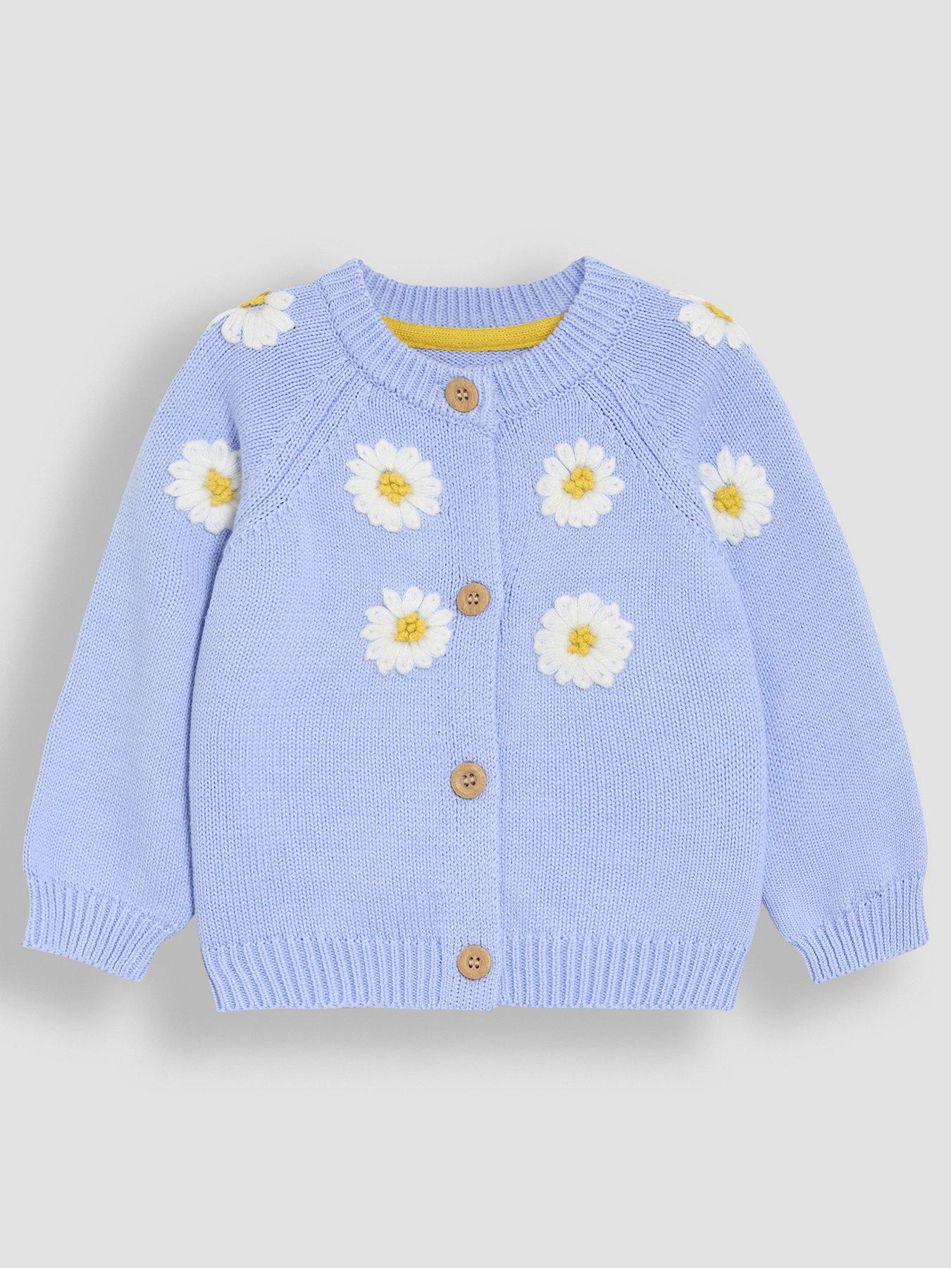 undefined Girls Floral Embroidered Cardigan - Blue