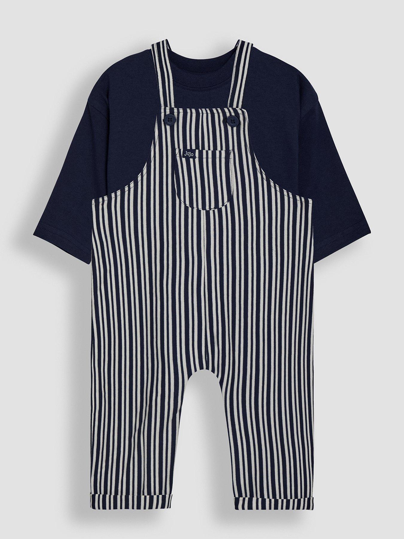 undefined Baby Boys 2-piece Stripe Dungarees & Top Set - Navy
