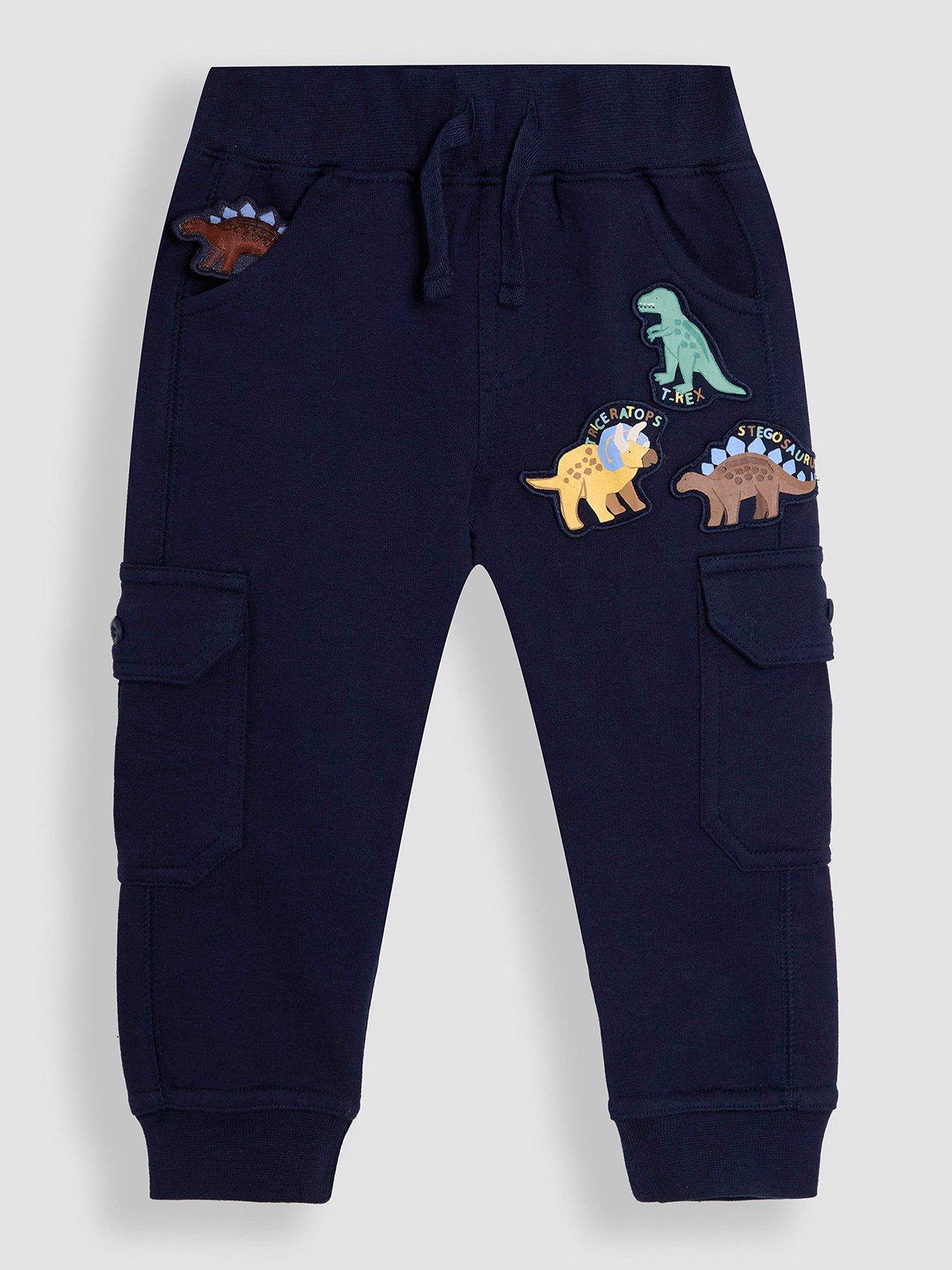undefined Boys Dinosaur Badge Cargo Joggers - Navy