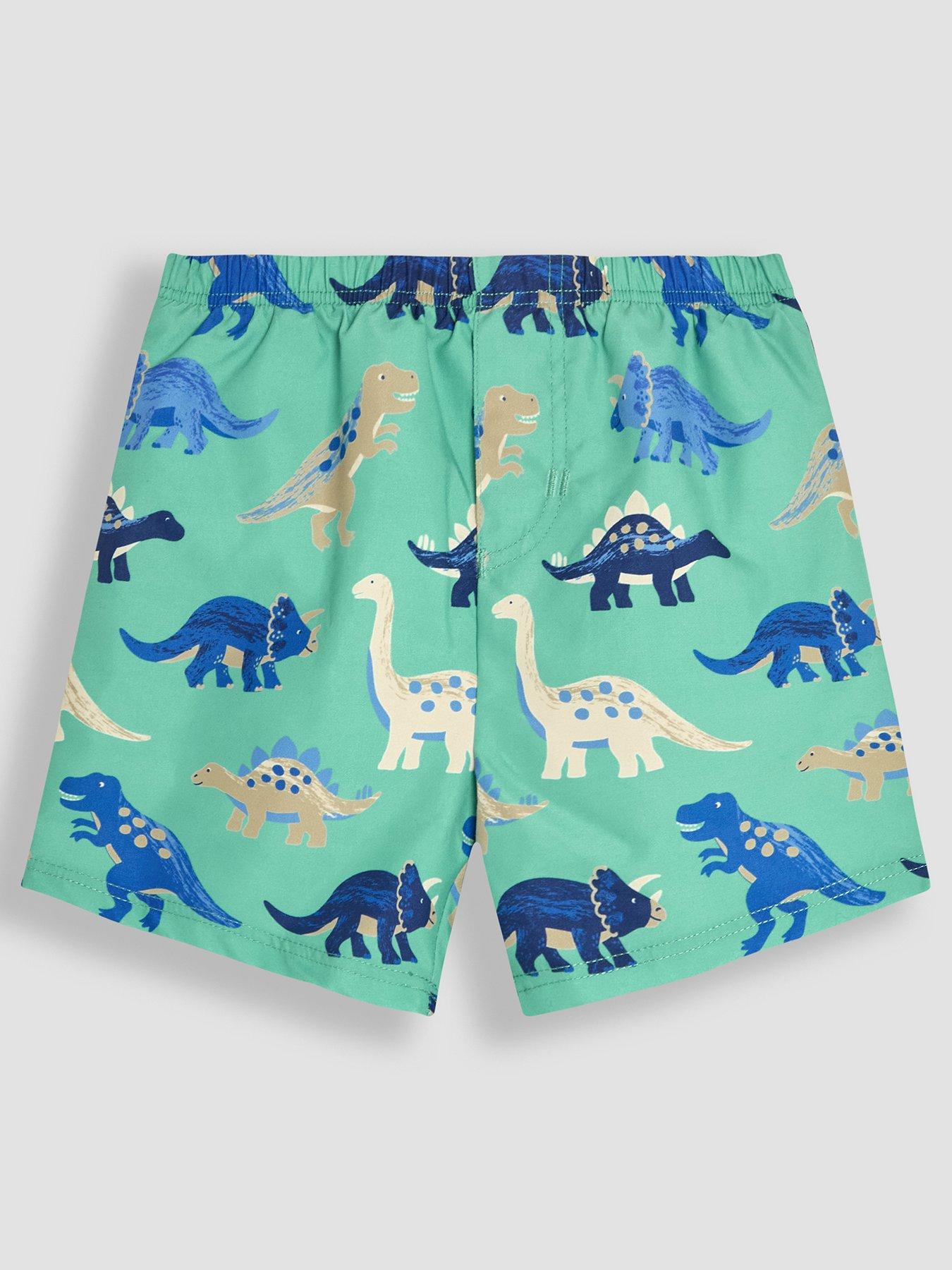 undefined Boys Dinosaur Swim Short With Nappy - Blue