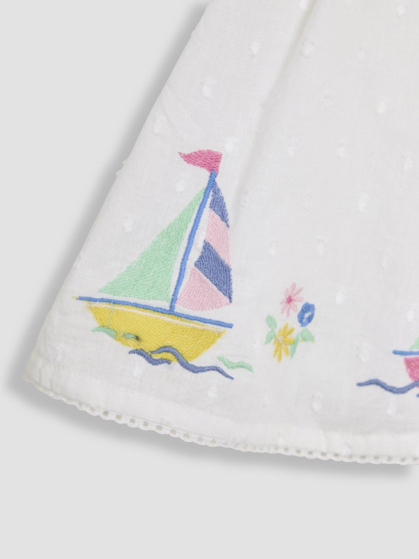 Image 2 of 5 of JoJo Maman Bebe Baby Girls Boat Applique Baby Dress - White