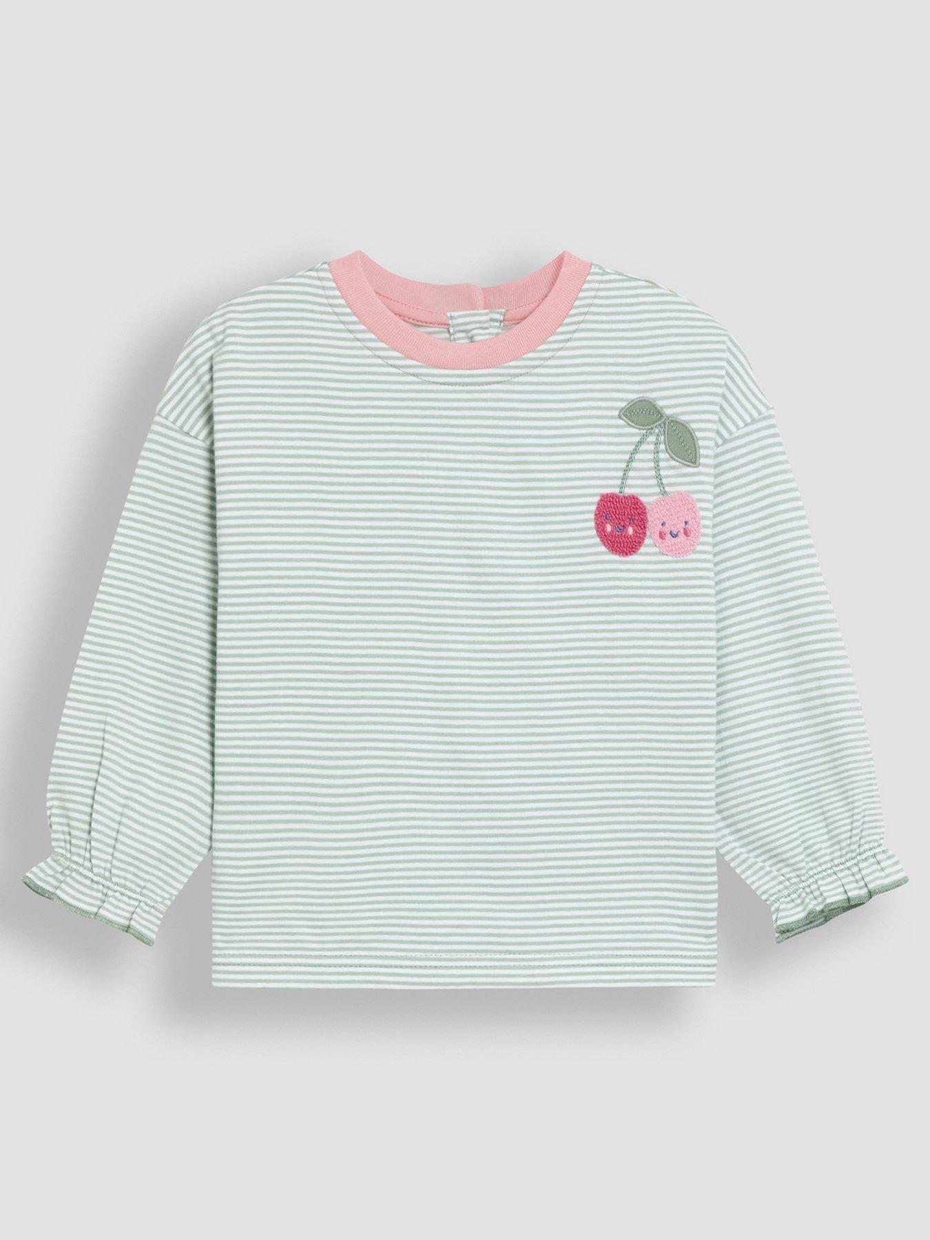 undefined Girls Cherry Applique Stripe Top - Green