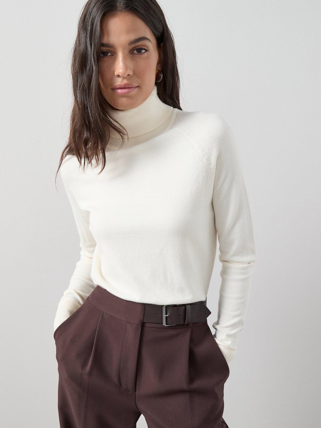 Image 1 of 7 of The Very Collection Classic Comfort Roll Neck Jumper - White