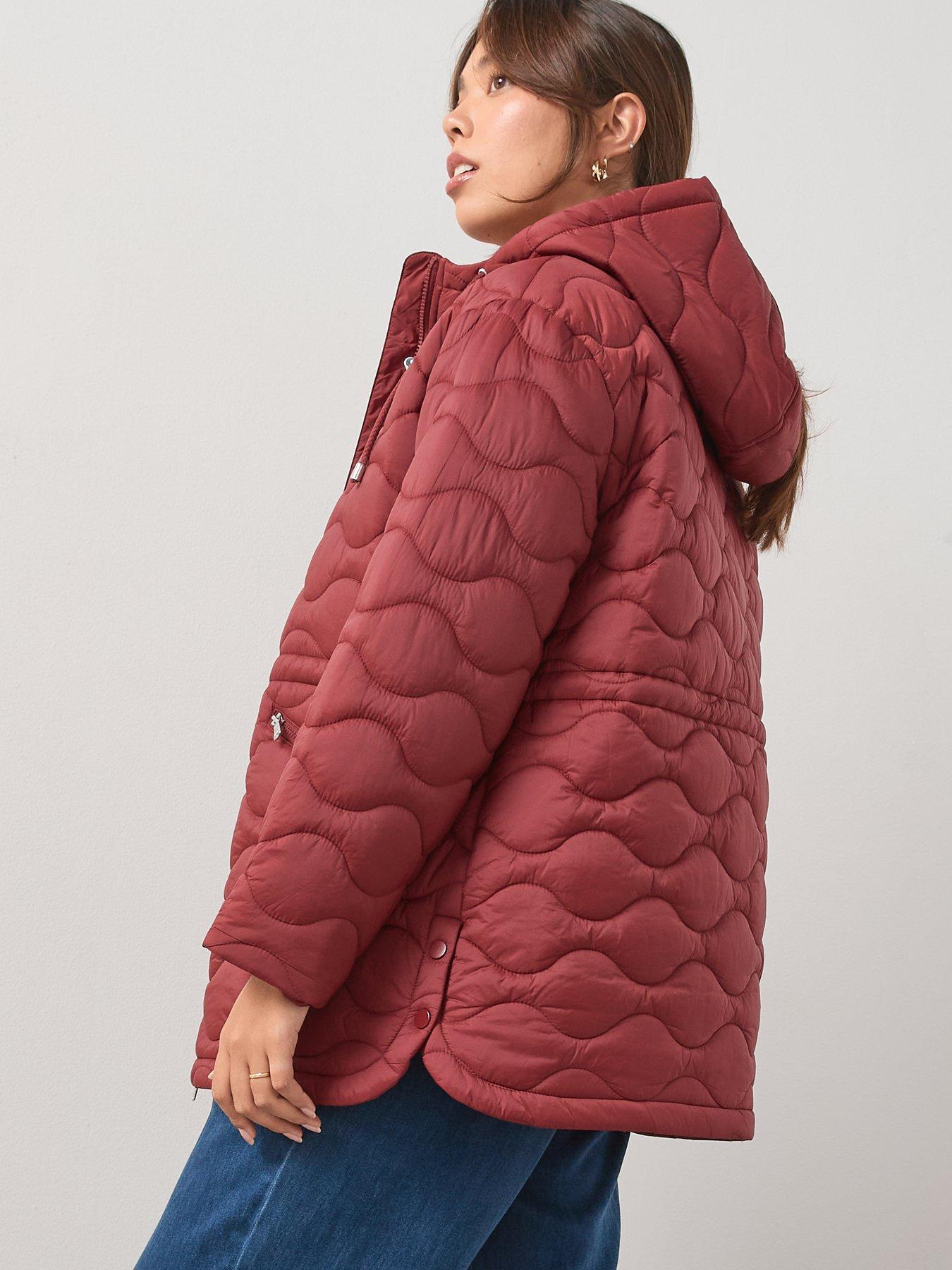 Image 2 of 6 of V by Very Curve Quilted Cinched Waist Coat - Red