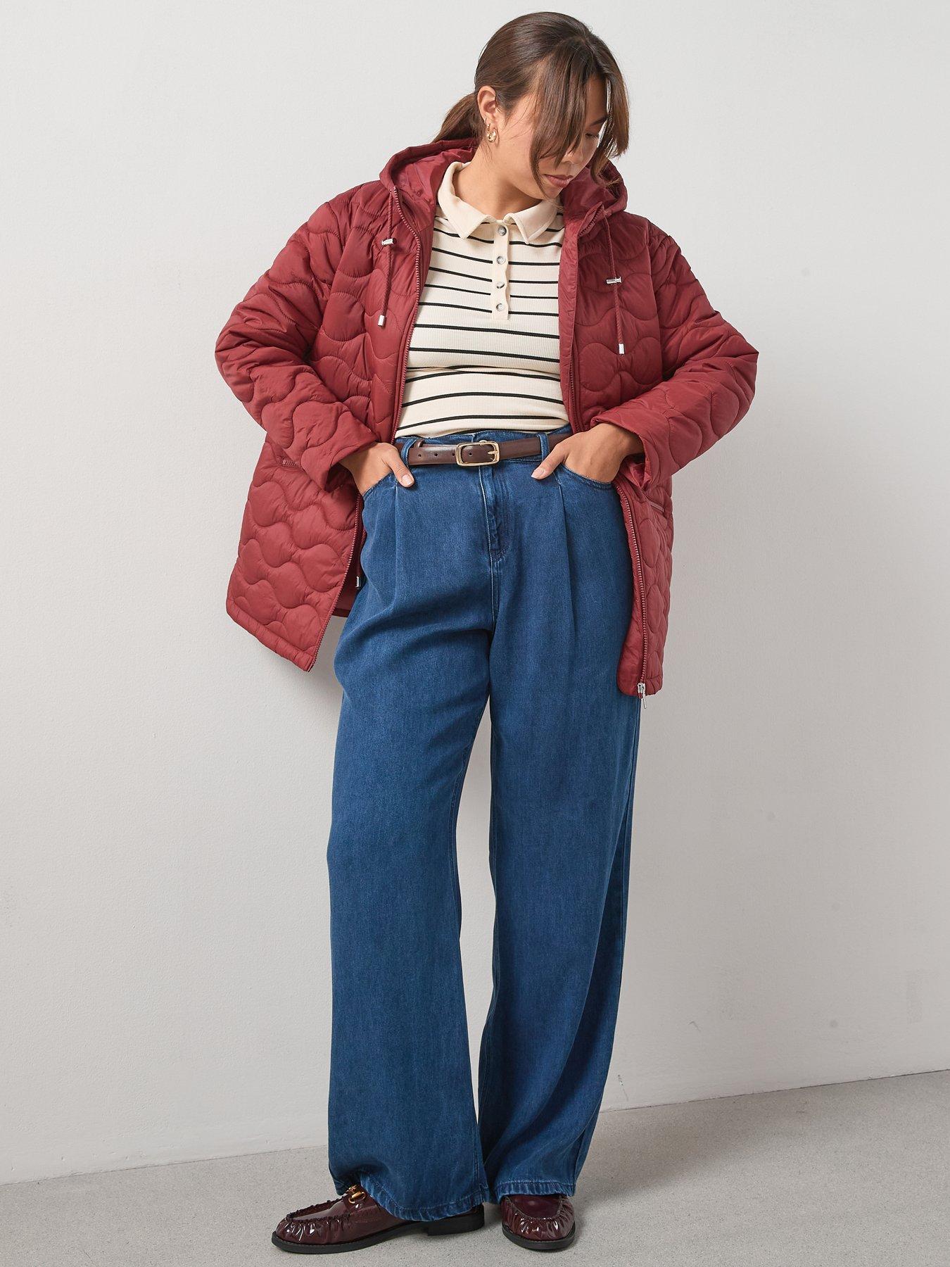 Image 3 of 6 of V by Very Curve Quilted Cinched Waist Coat - Red