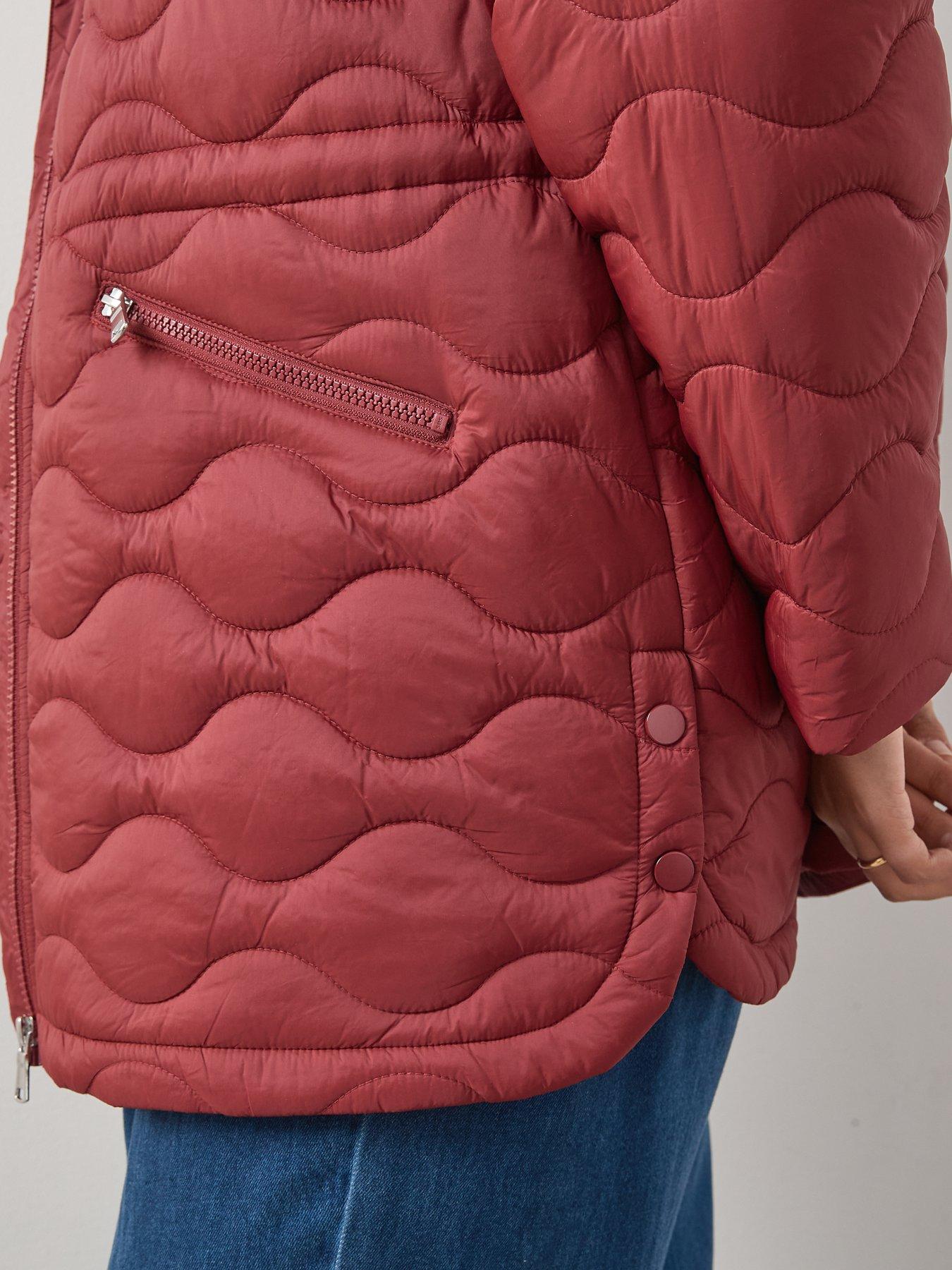 Image 4 of 6 of V by Very Curve Quilted Cinched Waist Coat - Red