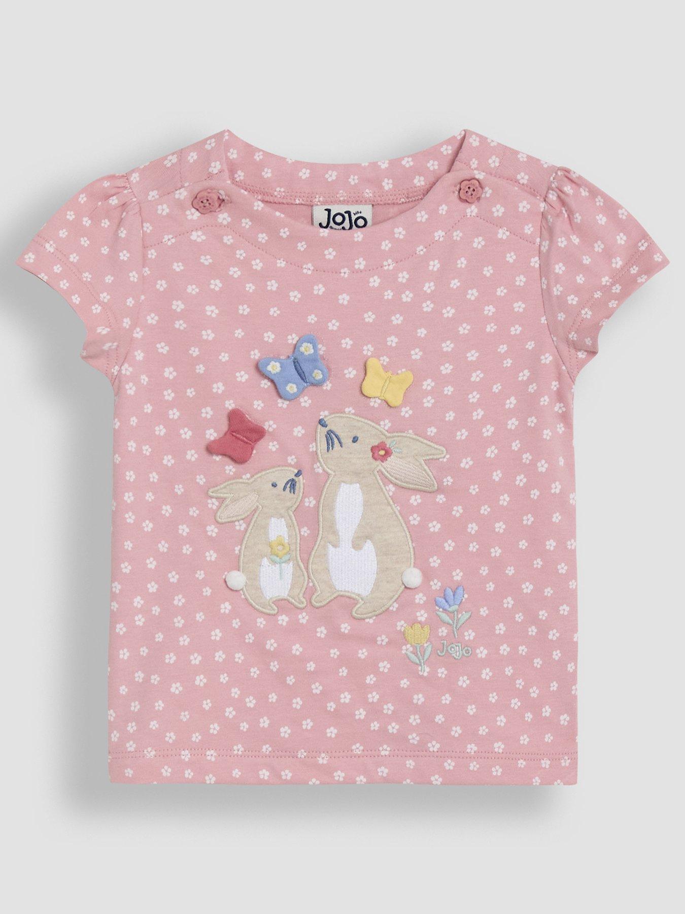 undefined Girls Bunny Applique T-Shirt - Pink