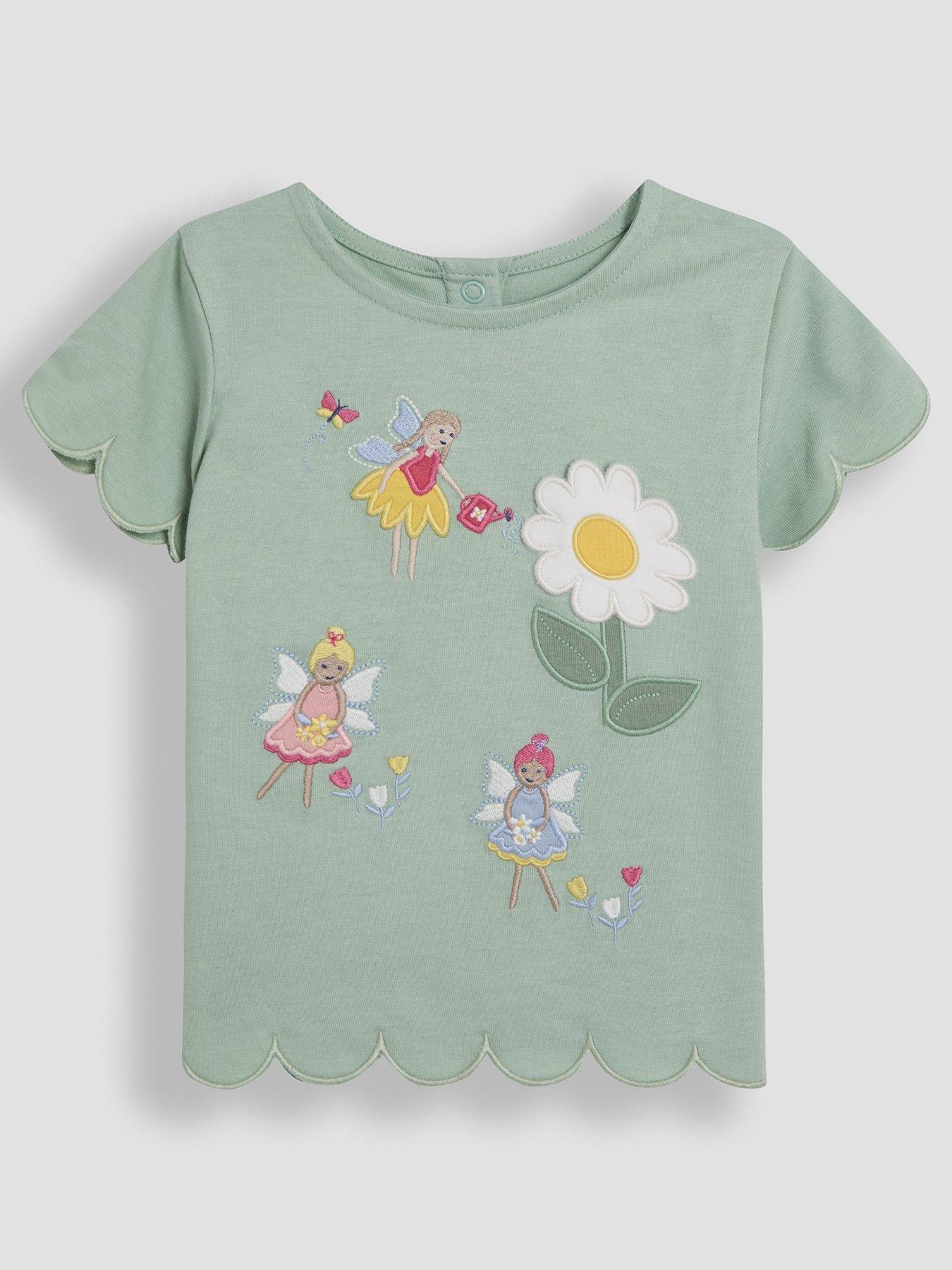 undefined Girls Fairy Applique Daisy Pocket T-Shirt - Green