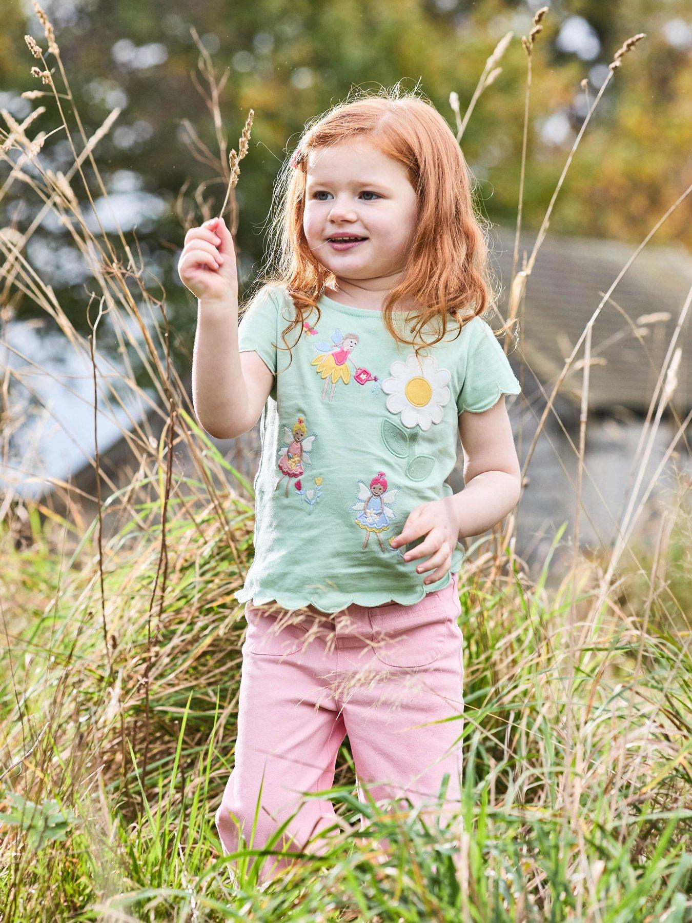 Image 4 of 5 of JoJo Maman Bebe Girls Fairy Applique Daisy Pocket T-Shirt - Green
