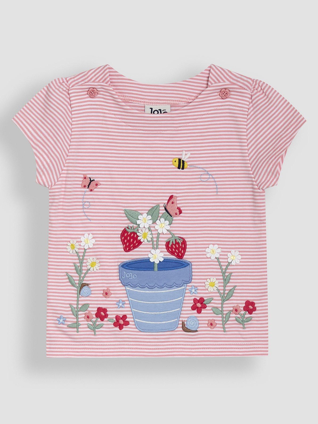 undefined Girls Strawberry Applique T-Shirt - Pink