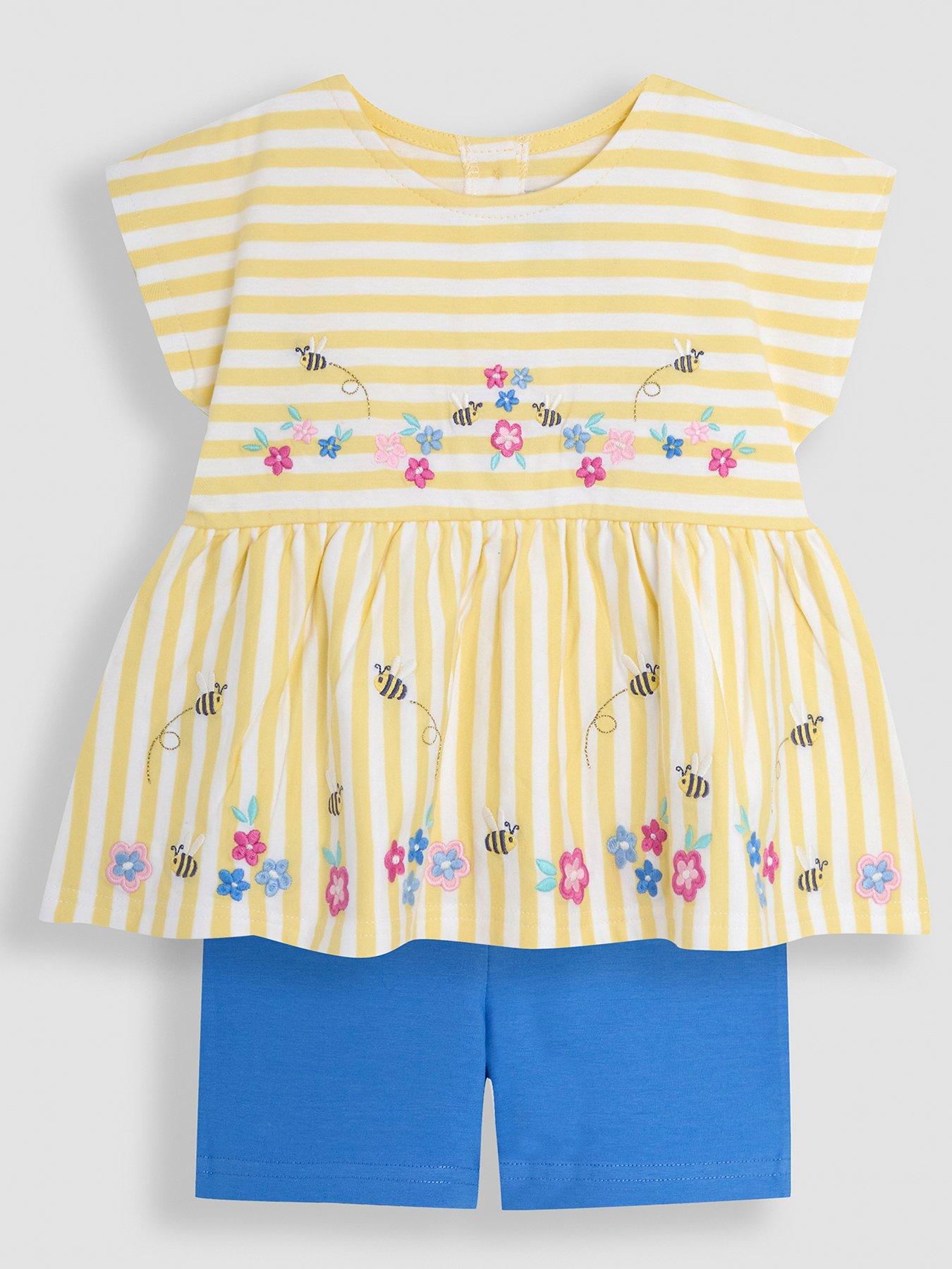 undefined Girls 2-piece Duck Embroidered T-shirt & Shorts Set - Yellow