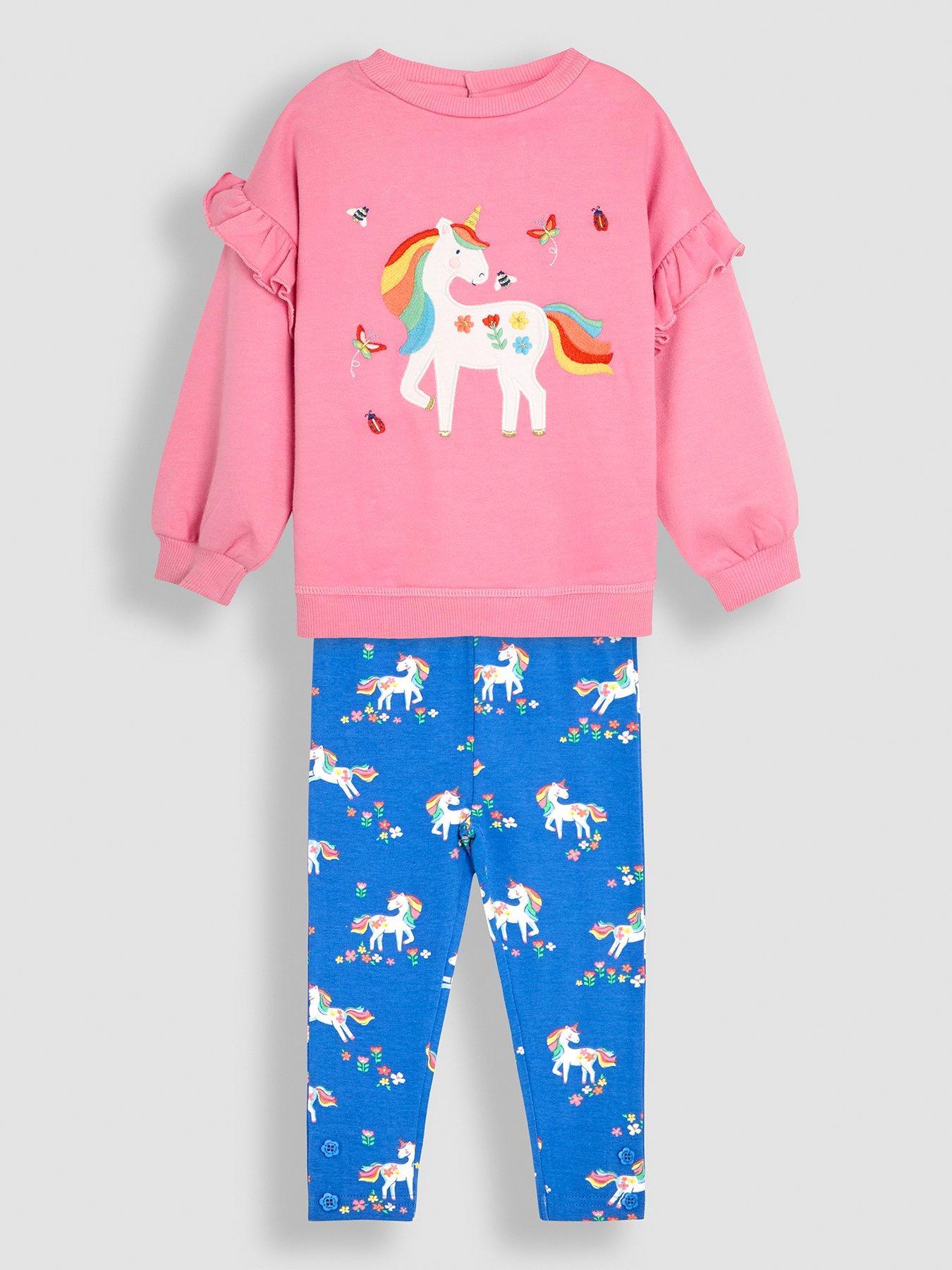 undefined Girls Unicorn Applique Sweatshirt & Leggings Set - Pink