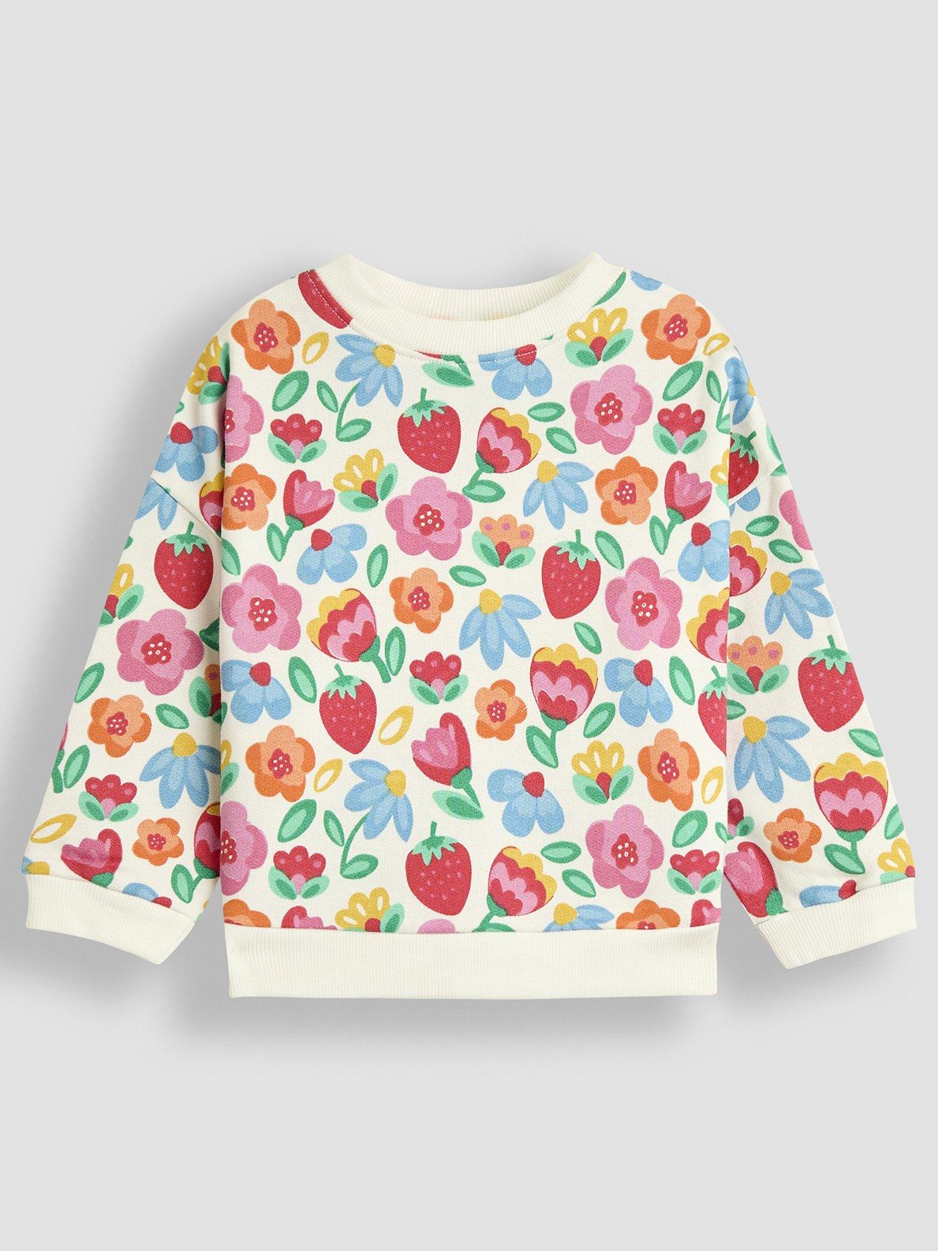 undefined Girls Strawberry Floral Sweatshirt - Cream