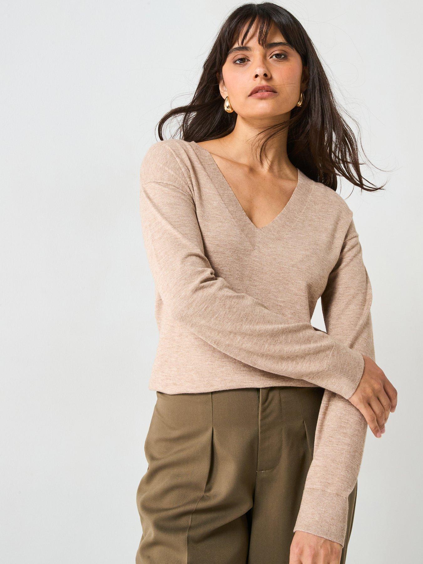 V by Very Classic Comfort V Neck Jumper - Neutral