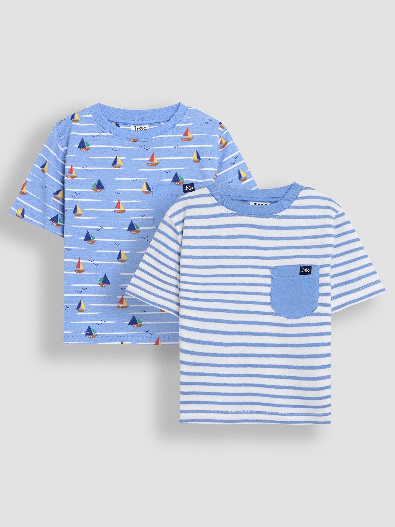 undefined Boys 2-Pack Sailboat Print  &  Stripe T-Shirts - Blue