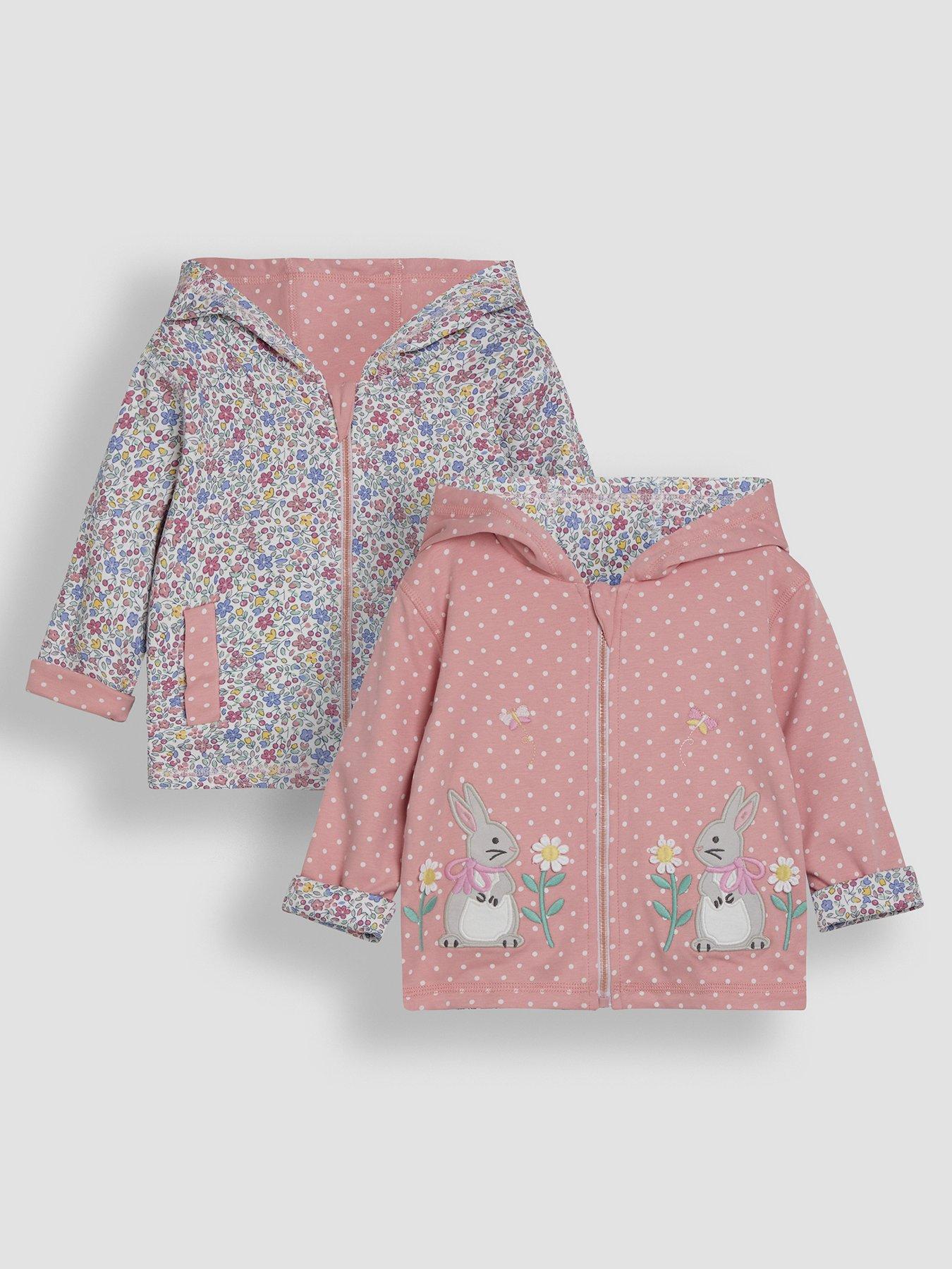 undefined Girls Bunny Applique Reversible Hoodie - Pink
