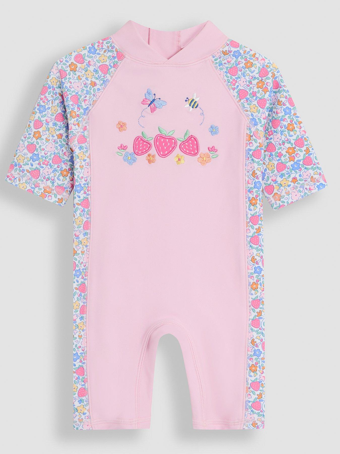 undefined Girls Strawberry Ditsy Sun Protection Suit - Pink