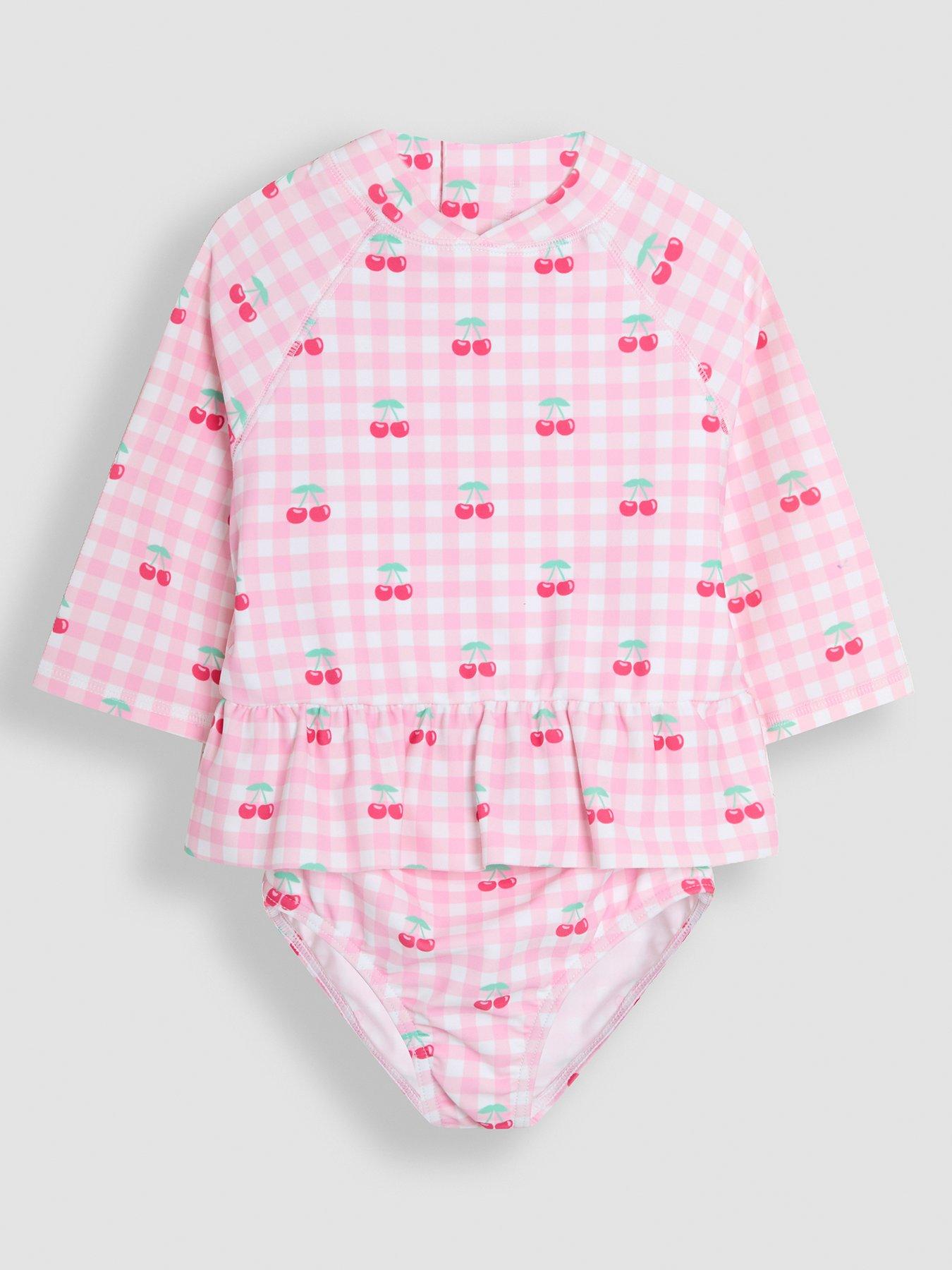 undefined Girls Cherry 2-Piece Rash Vest Set - Pink