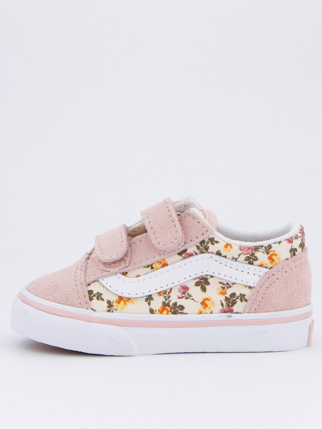 undefined Toddler Girls Old Skool Floral Print V Trainers - Pink