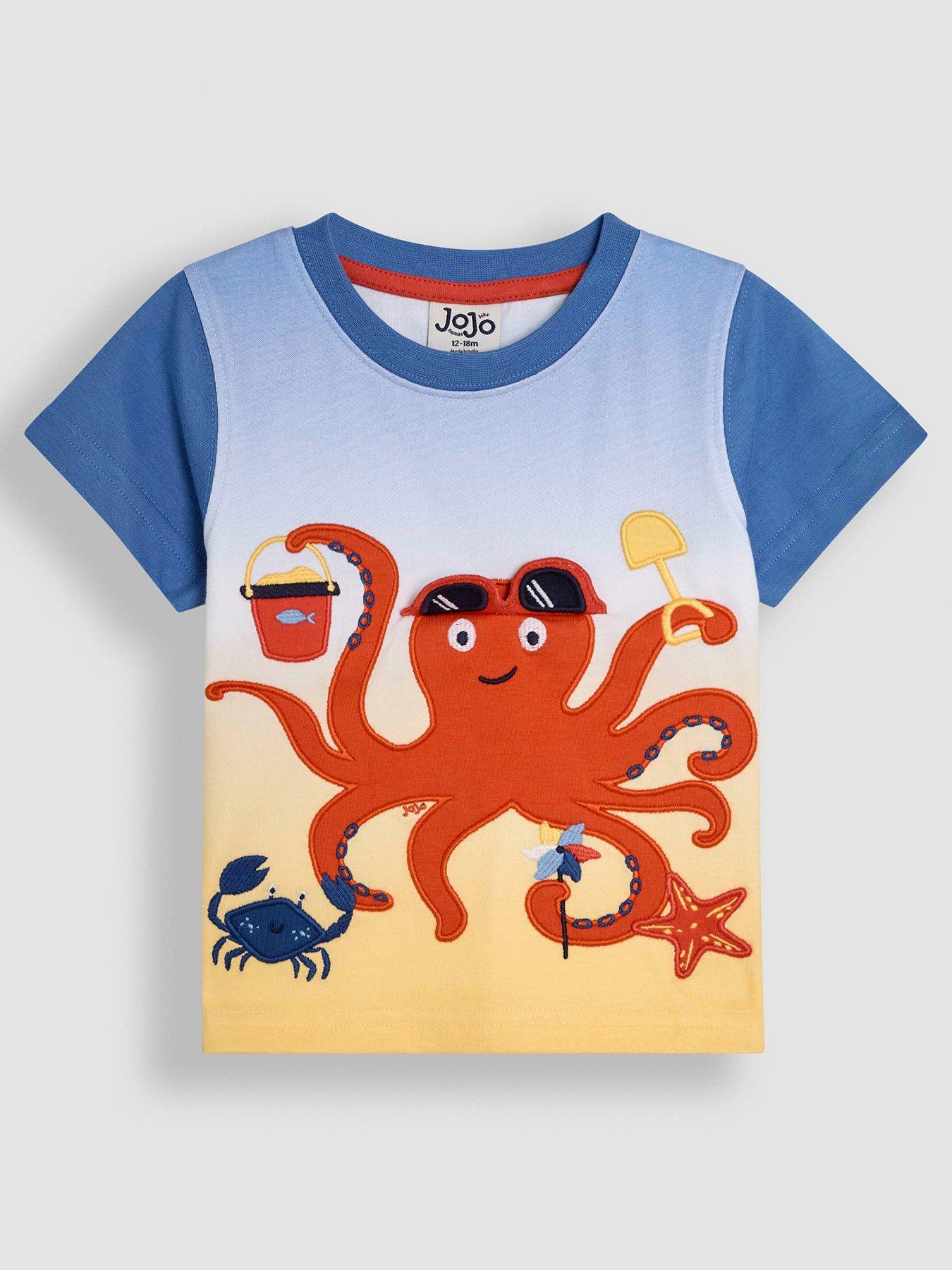 undefined Boys Octopus Applique Interactive T-Shirt - Blue