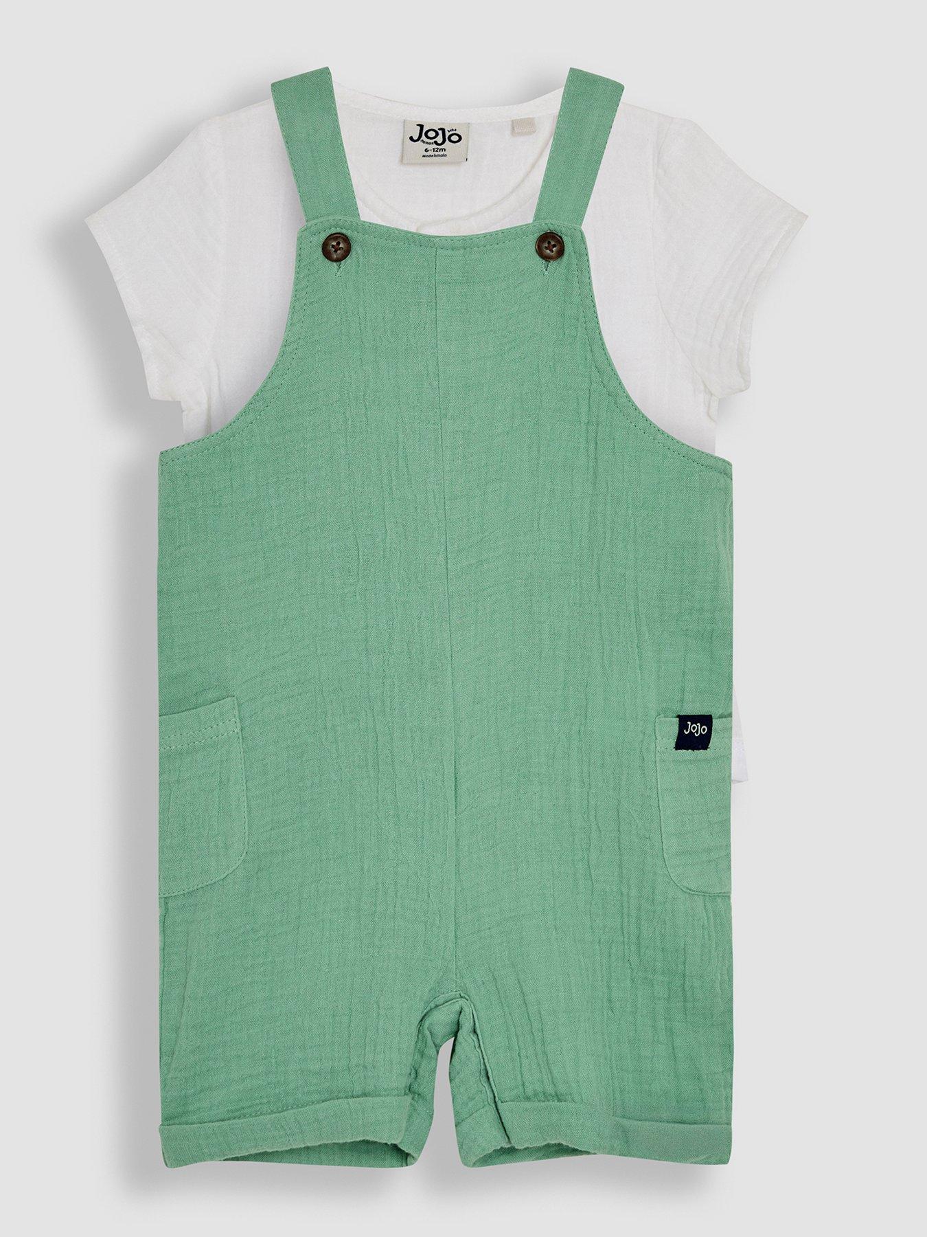 undefined Boys 2-piece Cheesecloth Dungarees & Bodysuit Set - Green