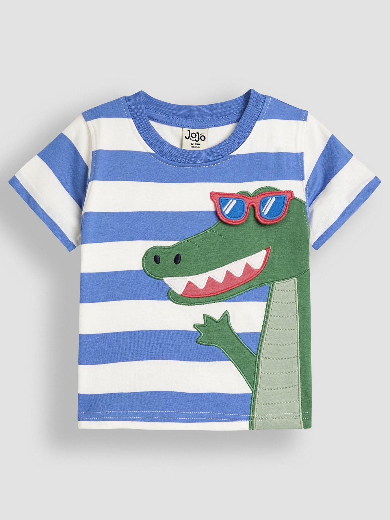 undefined Boys Crocodile Applique Interactive T-Shirt - Blue