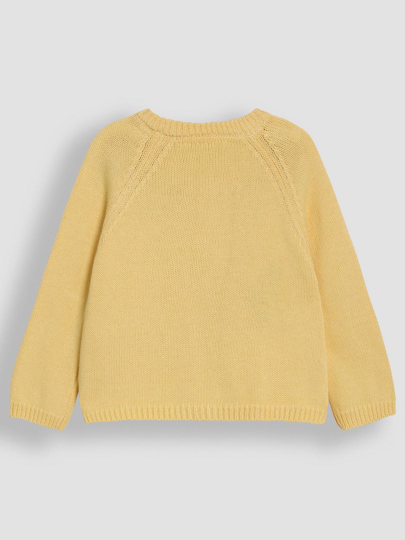 Image 2 of 3 of JoJo Maman Bebe Girls Bunny Applique Pet In Pocket Cardigan - Yellow