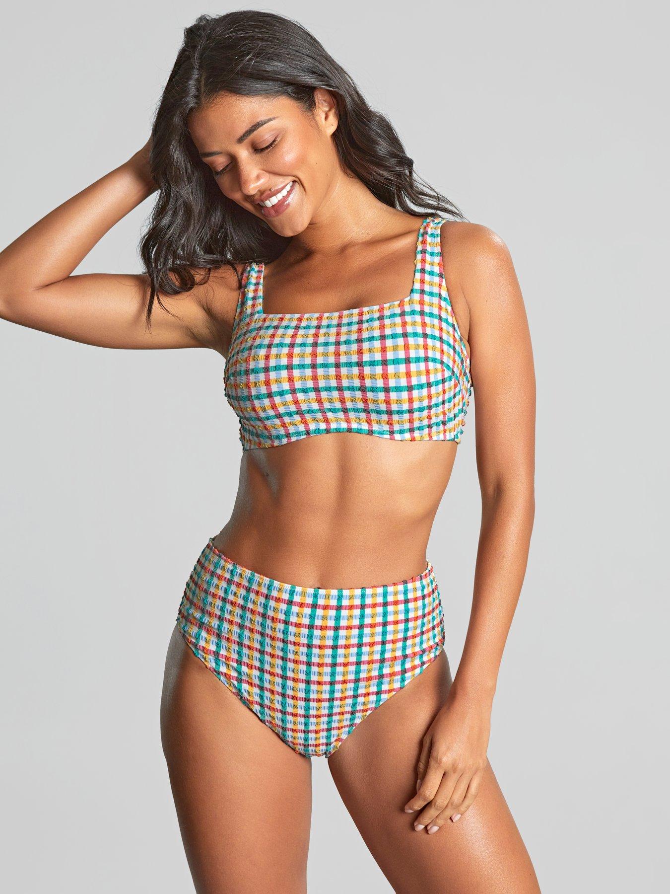 undefined Swim Gina Seersucker Multi Check Balcony Bikini Top - Seersucker Multi