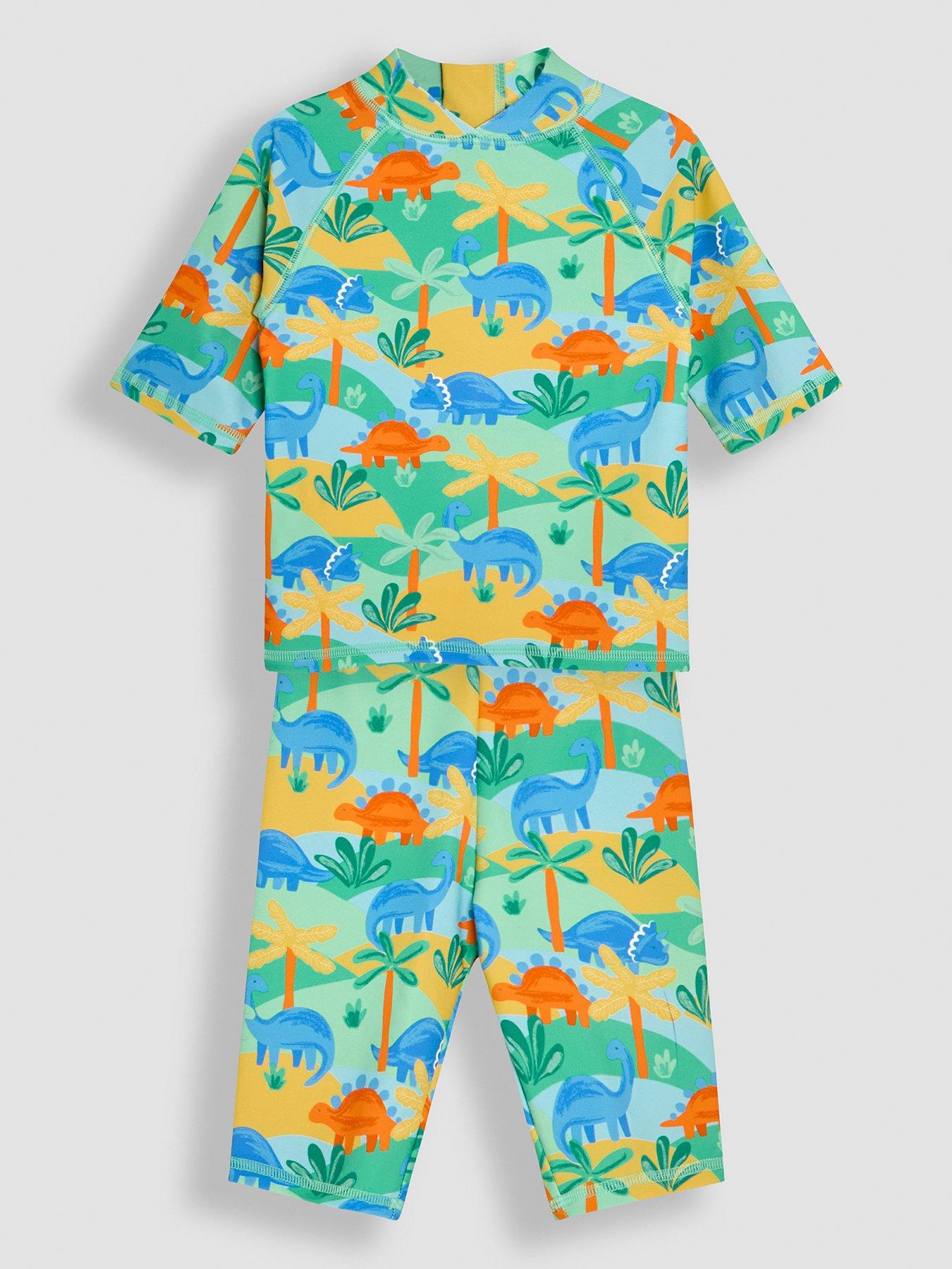 undefined Boys Dinosaur Sun Protection 2-Piece Suit - Green