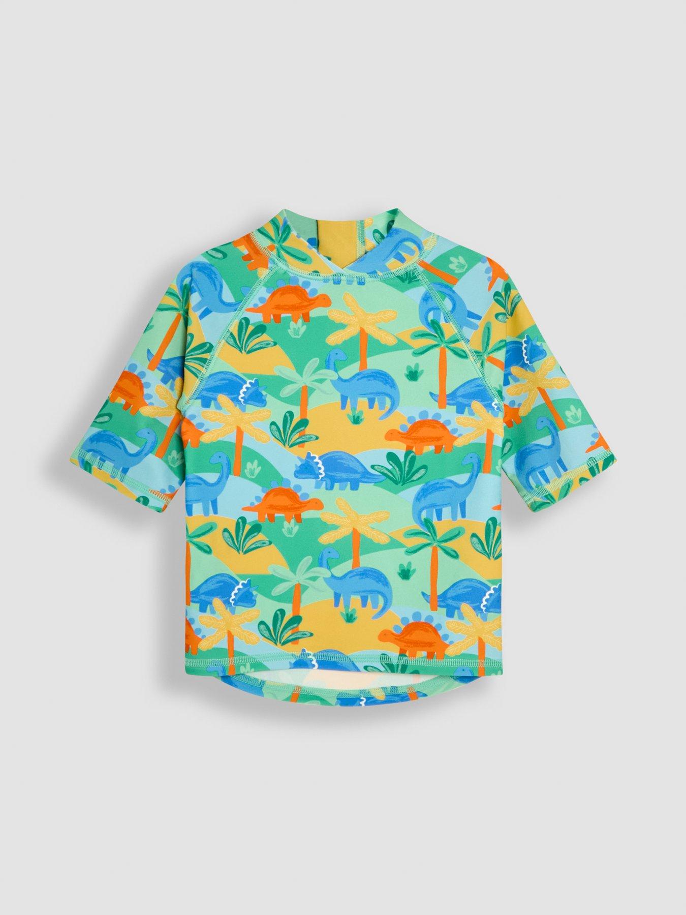 Image 2 of 4 of JoJo Maman Bebe Boys Dinosaur Sun Protection 2-Piece Suit - Green