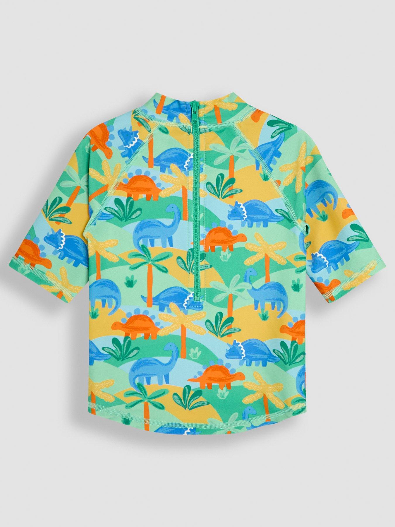 Image 3 of 4 of JoJo Maman Bebe Boys Dinosaur Sun Protection 2-Piece Suit - Green