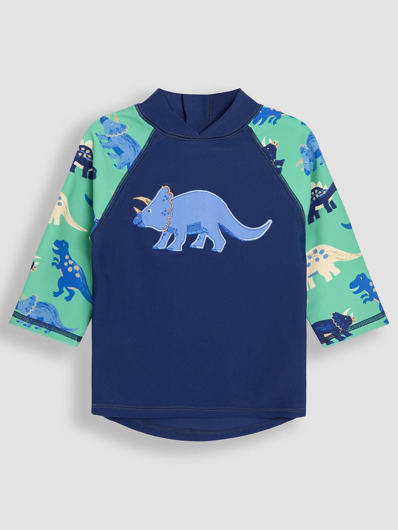undefined Boys Dinosaur Sun Protection Rash Vests - Navy