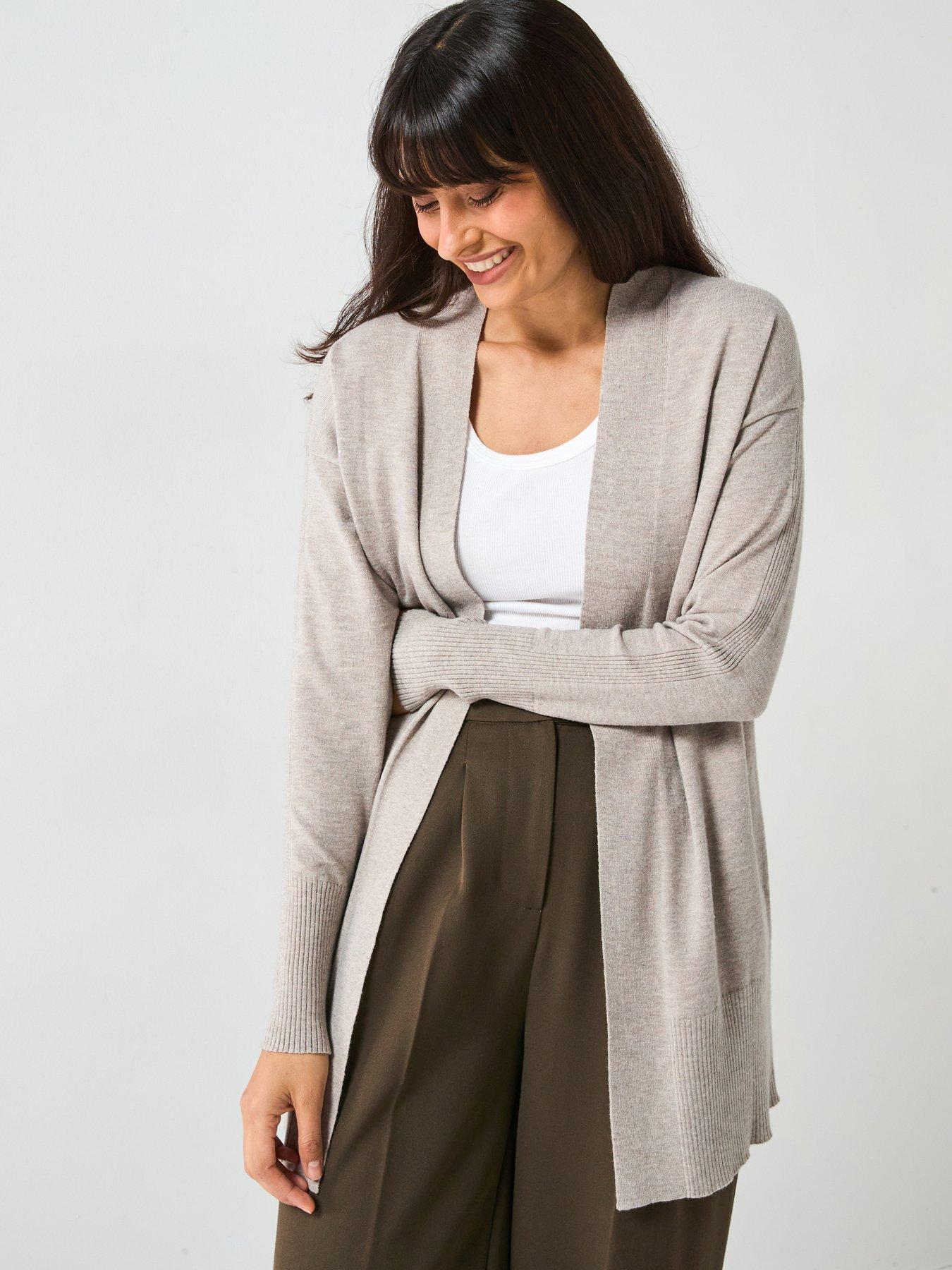 V by Very Classic Comfort Edge To Edge Cardigan - Grey