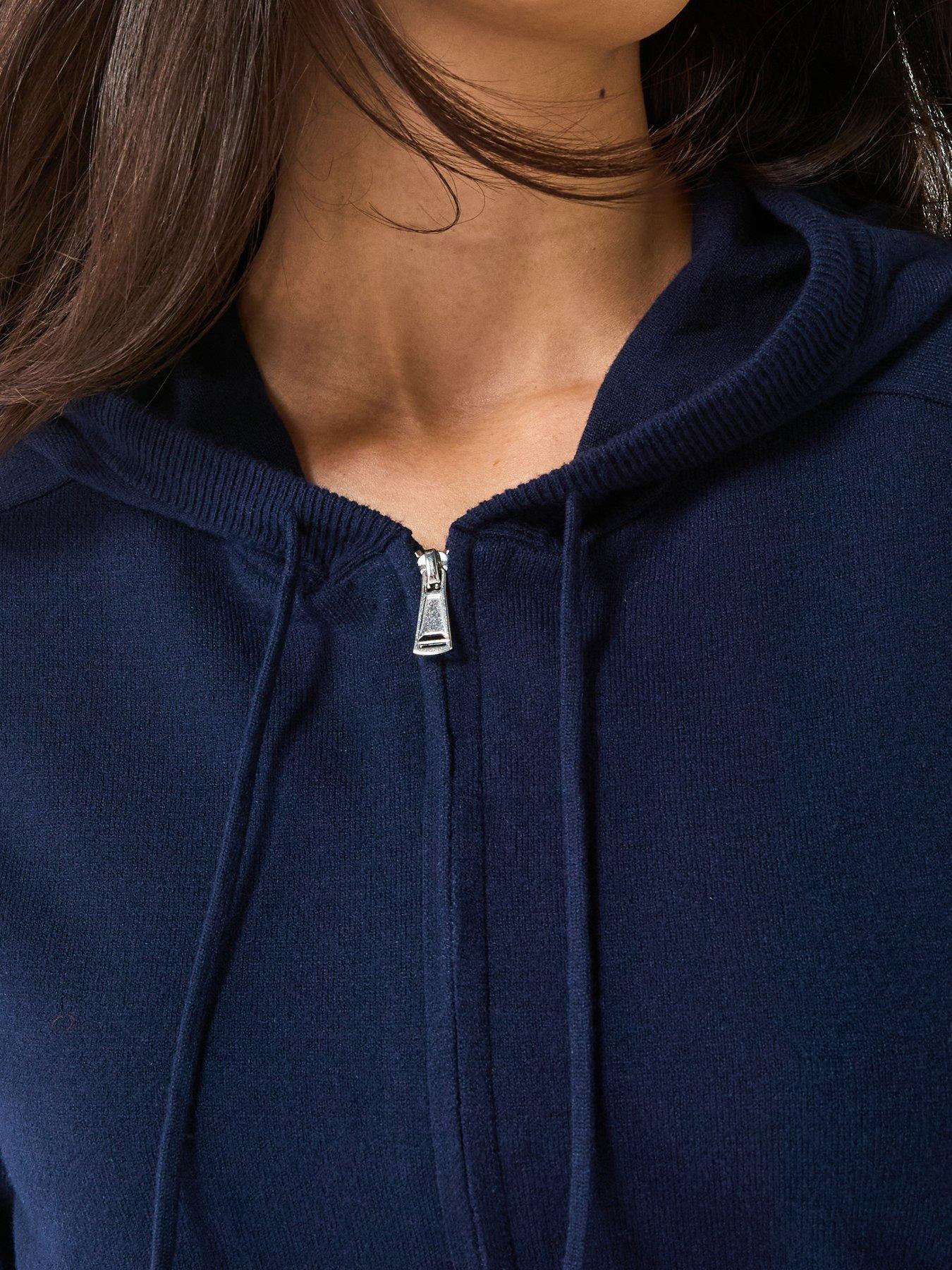 Image 4 of 6 of V by Very Classic Comfort Knitted Zip Through Hoodie - Navy