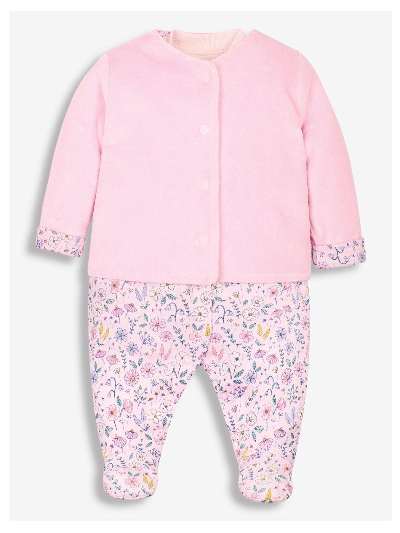 undefined Baby Girls 2-piece Sleepsuit & Velour Jacket Set - Multi