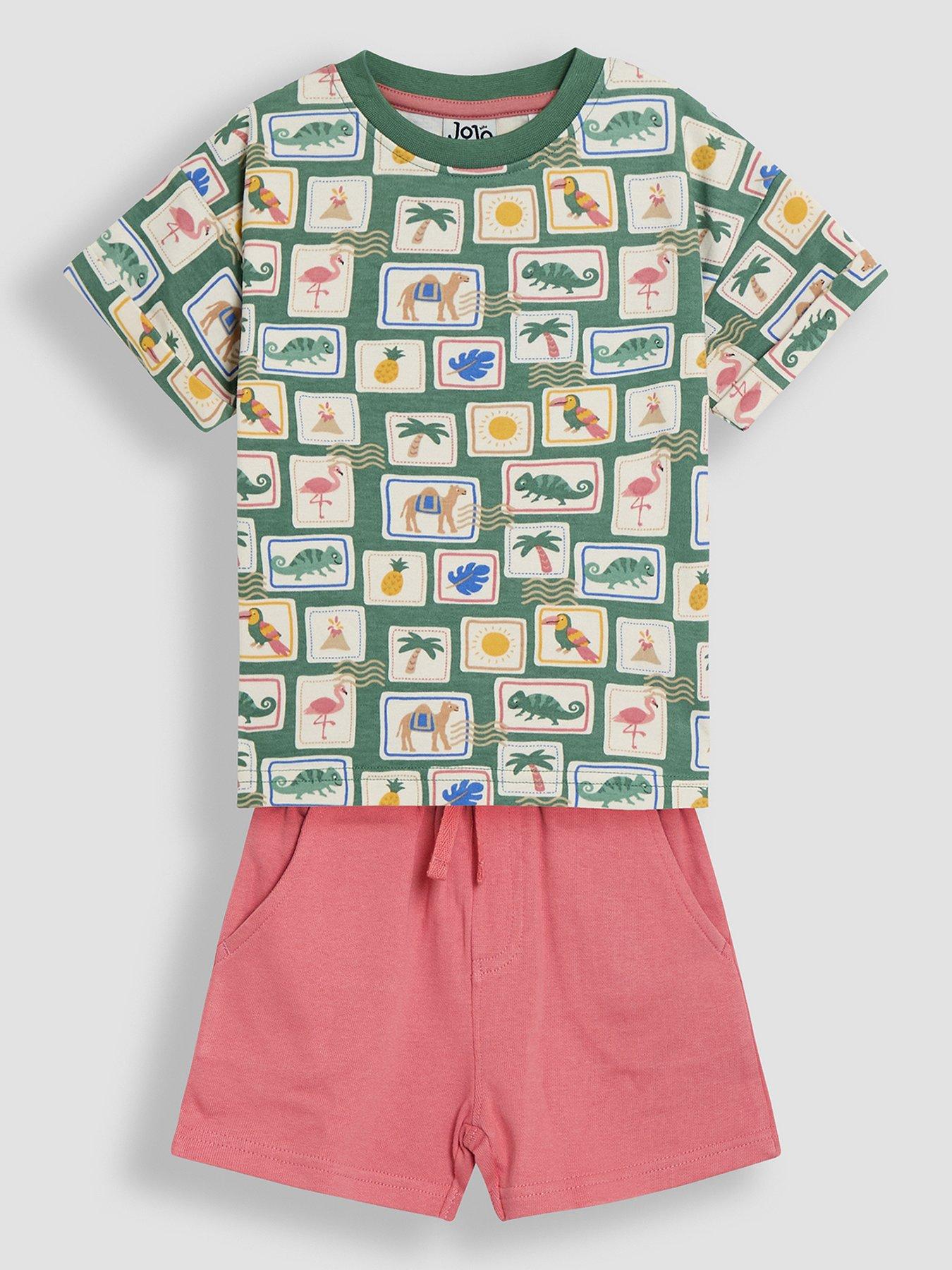 undefined Boys Tropical Postcard Print T-shirt & Short Set - Khaki