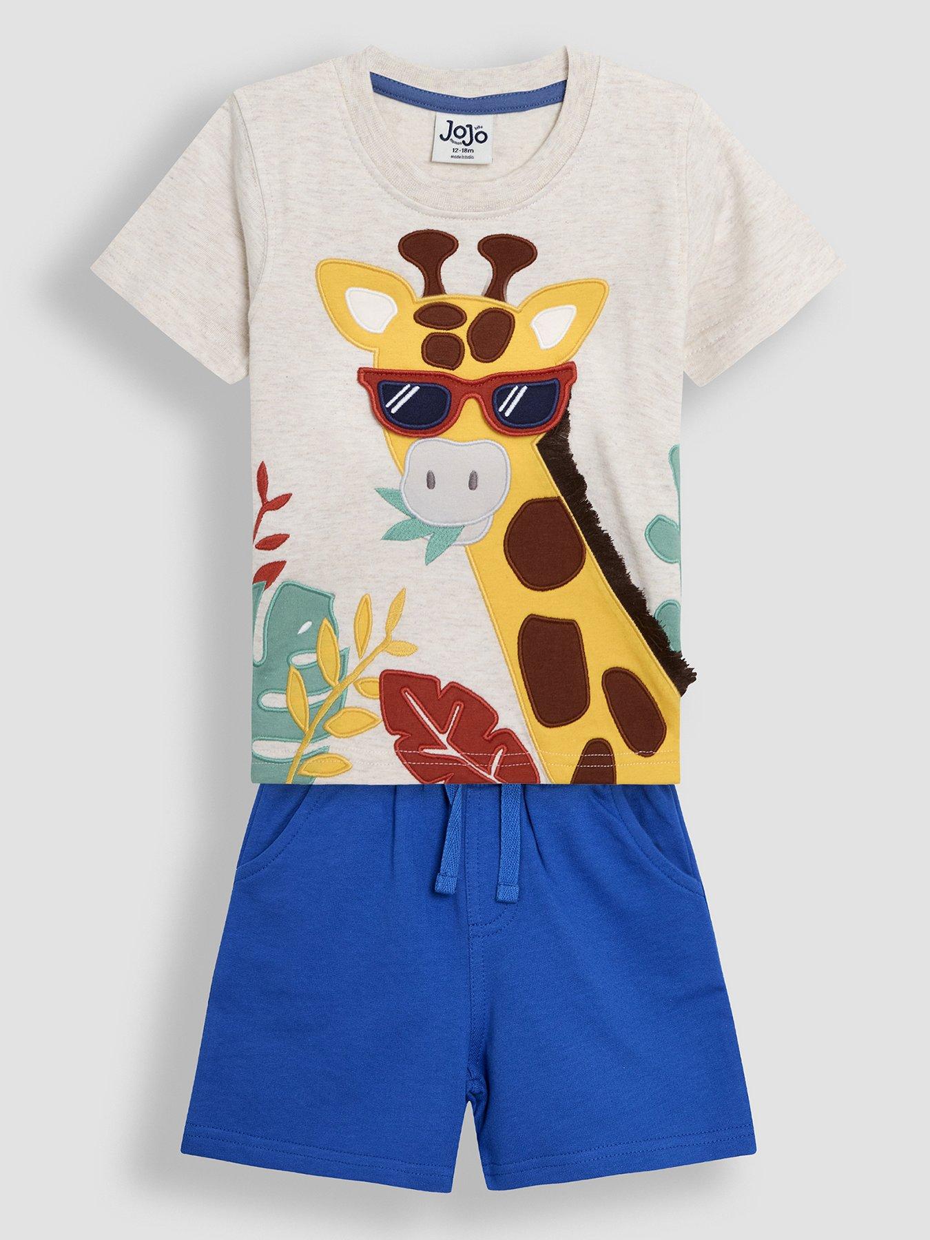 undefined Boys 2-piece Giraffe Applique T-shirt & Short Set - Beige