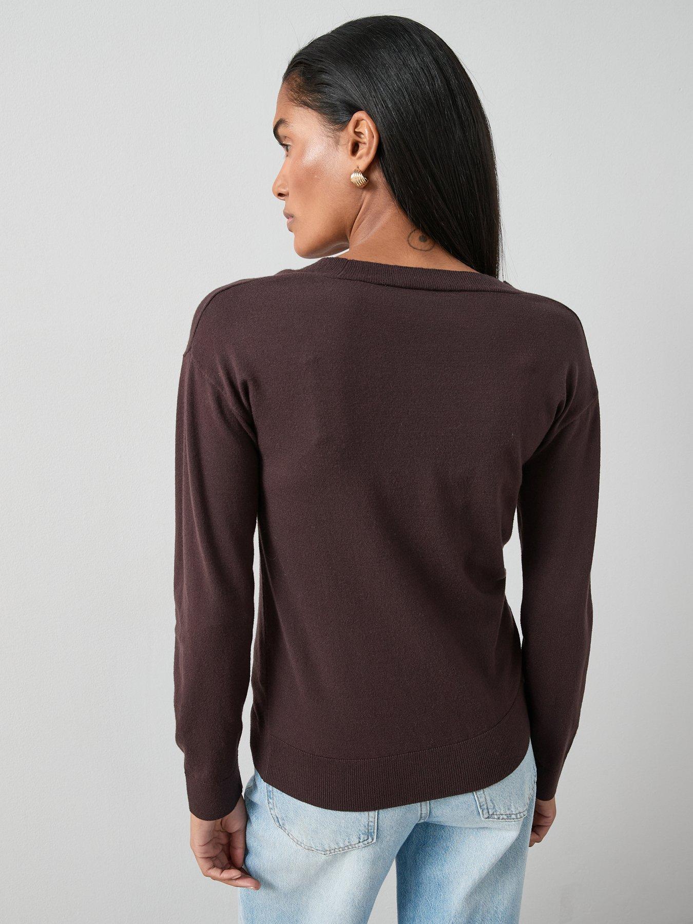 Image 2 of 6 of The Very Collection Classic Comfort V Neck Jumper - Chocolate