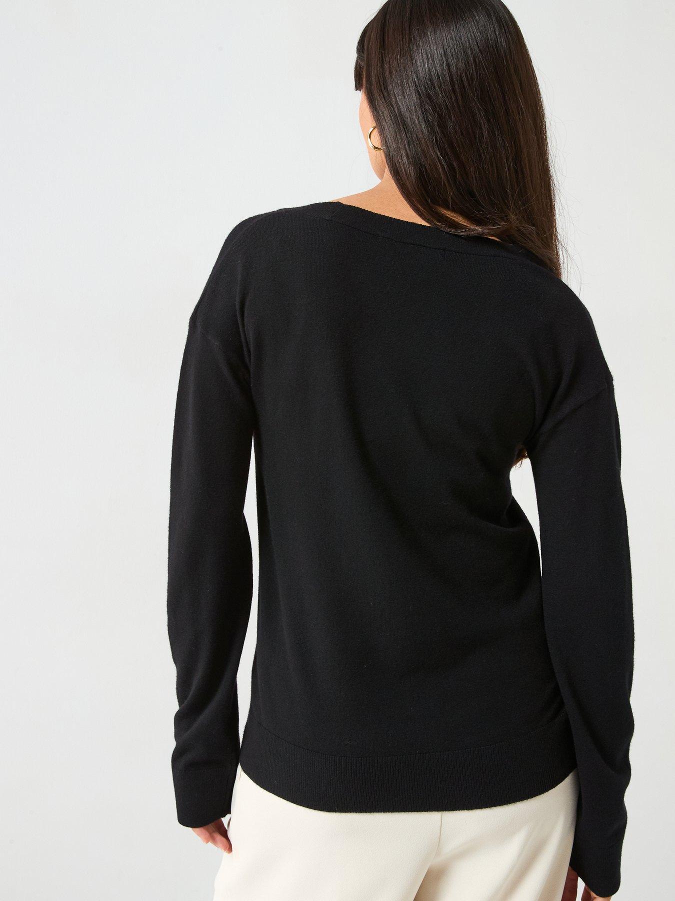 Image 2 of 6 of V by Very Classic Comfort V Neck Jumper - Black