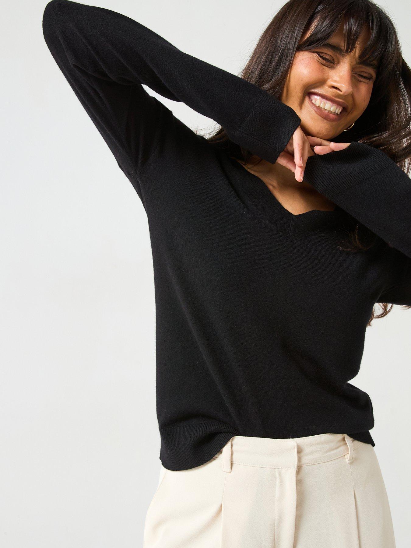 Image 5 of 6 of V by Very Classic Comfort V Neck Jumper - Black