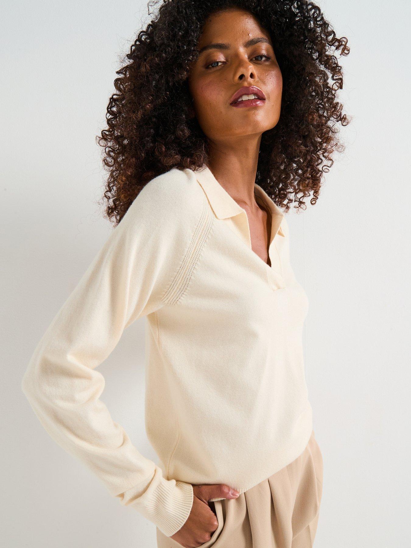undefined Classic Comfort Relaxed Collared Jumper - Cream