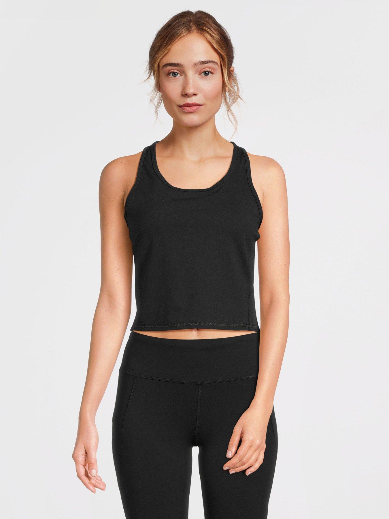 undefined Womens Training Power Medium Impact Crop Gym Tank - Black