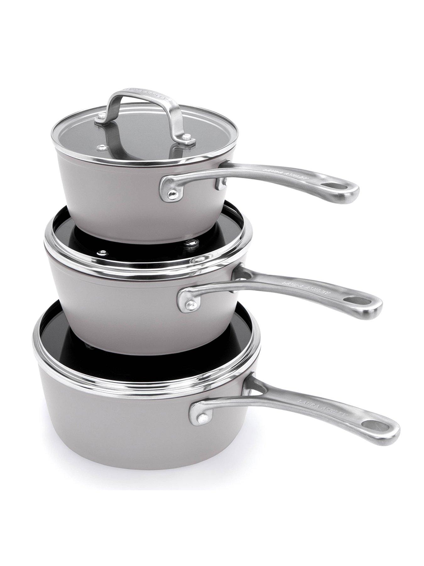 Image 1 of 3 of Laura Ashley 3 Piece Saucepan Set - Dark Dove Grey