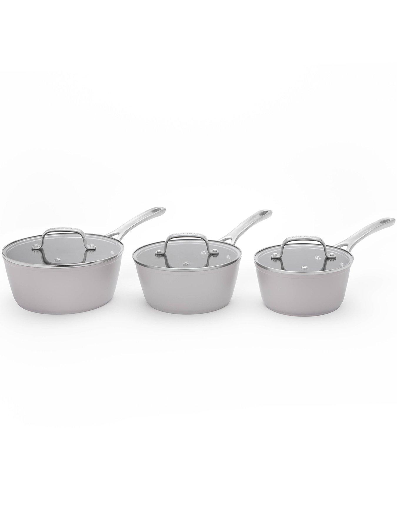 Image 3 of 3 of Laura Ashley 3 Piece Saucepan Set - Dark Dove Grey