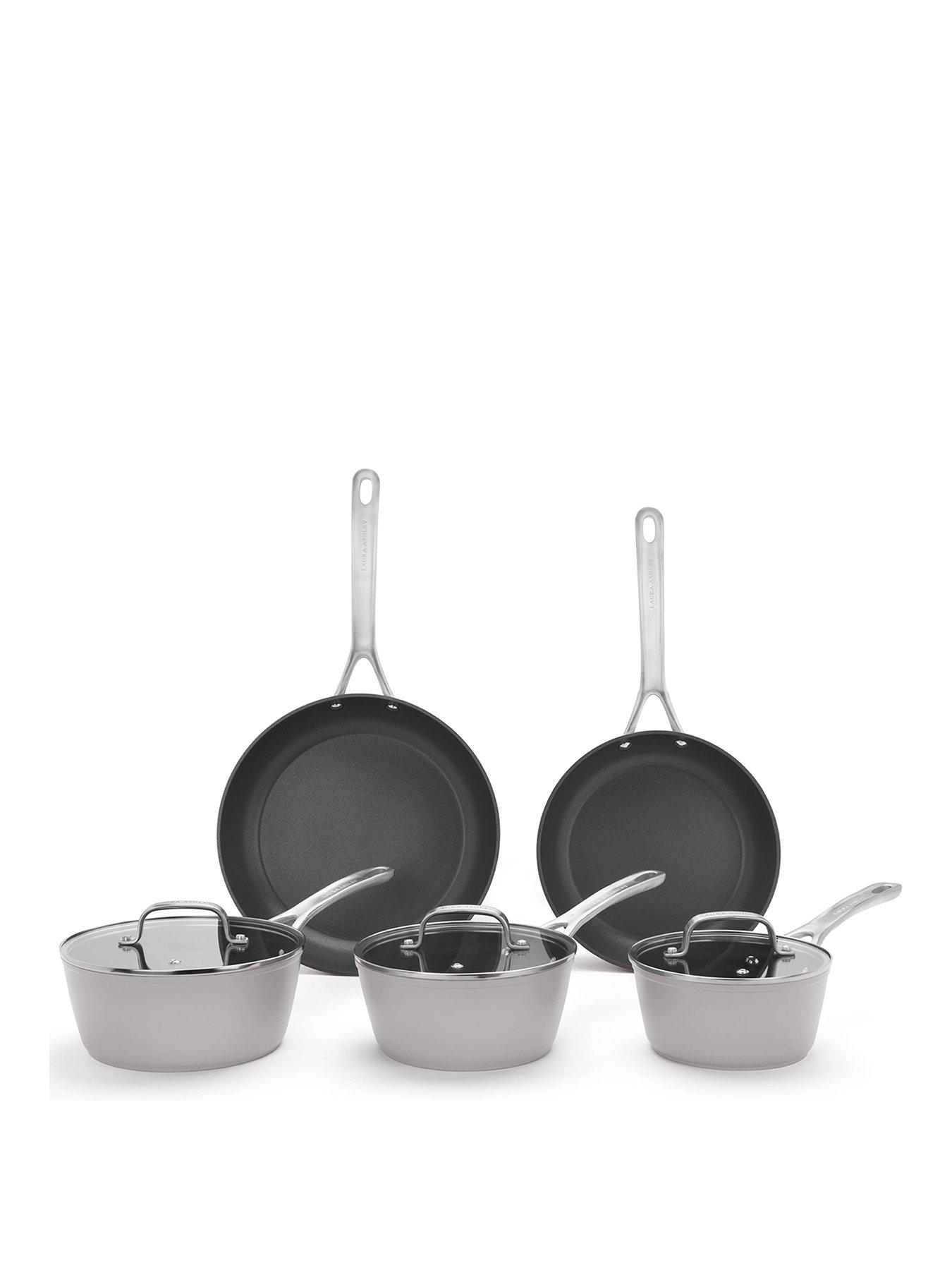 Product photograph of Laura Ashley 5 Piece Pan Set - Dark Dove Grey from very.co.uk