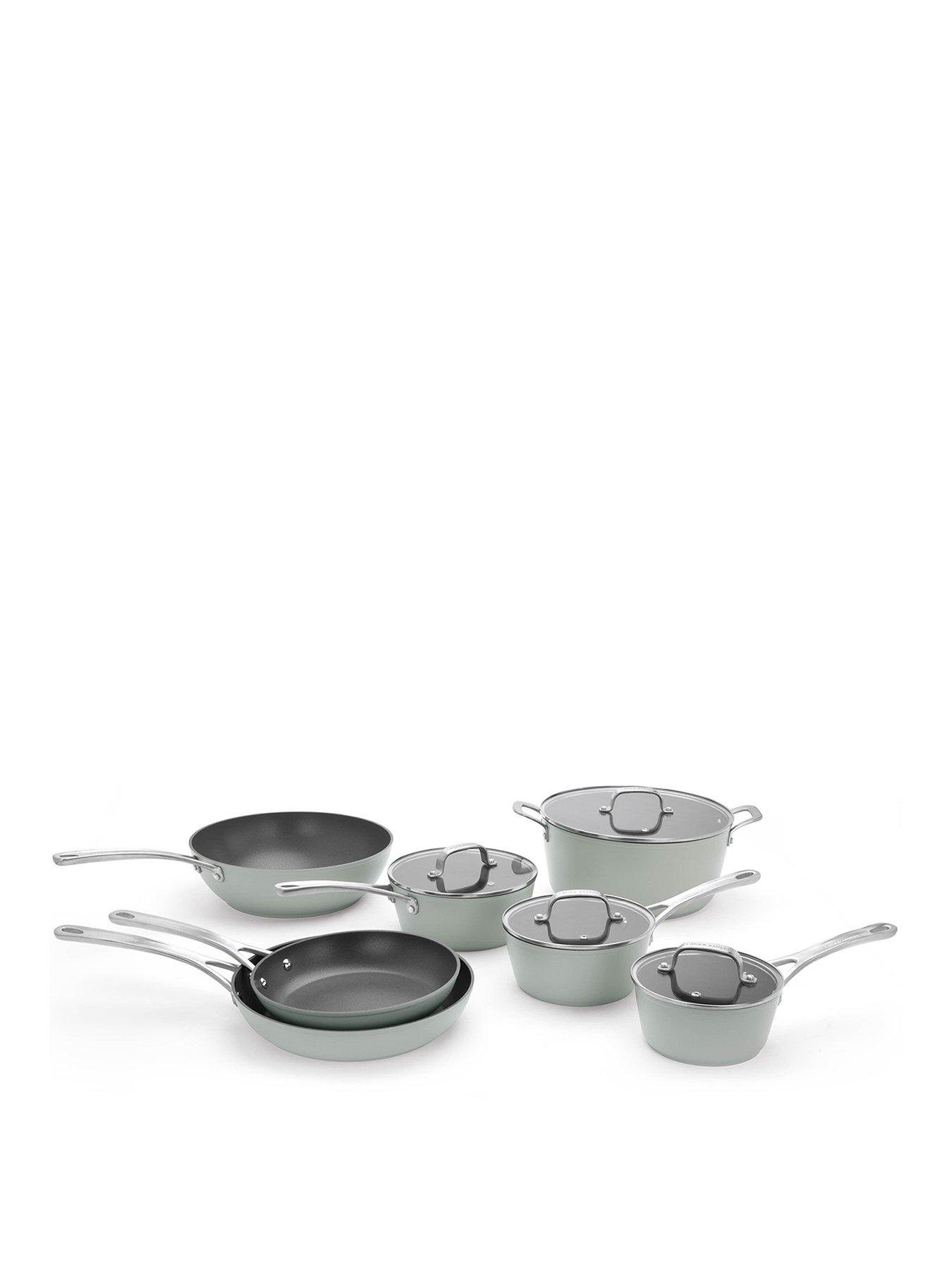 Product photograph of Laura Ashley 7 Piece Pan Set- Dark Dove Grey from very.co.uk